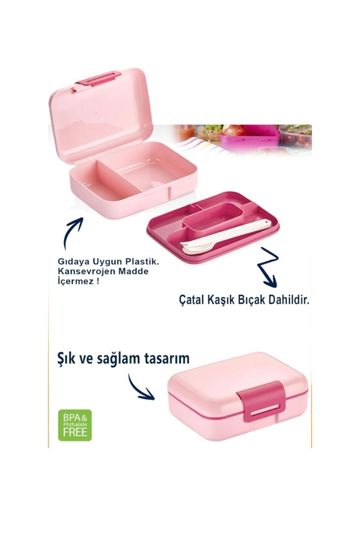 Bayev-Set of 2 Water Bottle and Pink Self-Spounded 5-Compartment 2-Layer Lunch Box and Pink Water Bottle 3