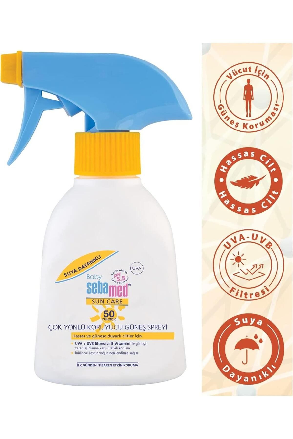 اسپری ضد آفتاب همه کاره کودک Spf50 200 میلی لیتر 3 عدد Sebamed