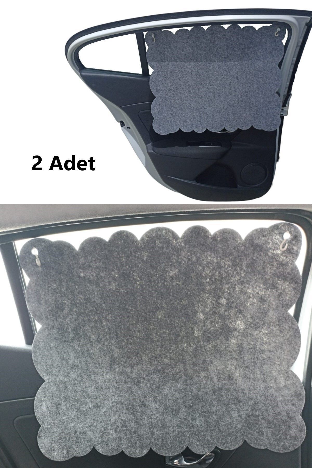 Next Craft Oto Güneşlik Perdesi Yan Cam Araç Perdesi Arka Koltuk Emzirme Örtüsü Gri Keçe Vantuzlu 2 Adet fotoğrafı 3 (önizleme)