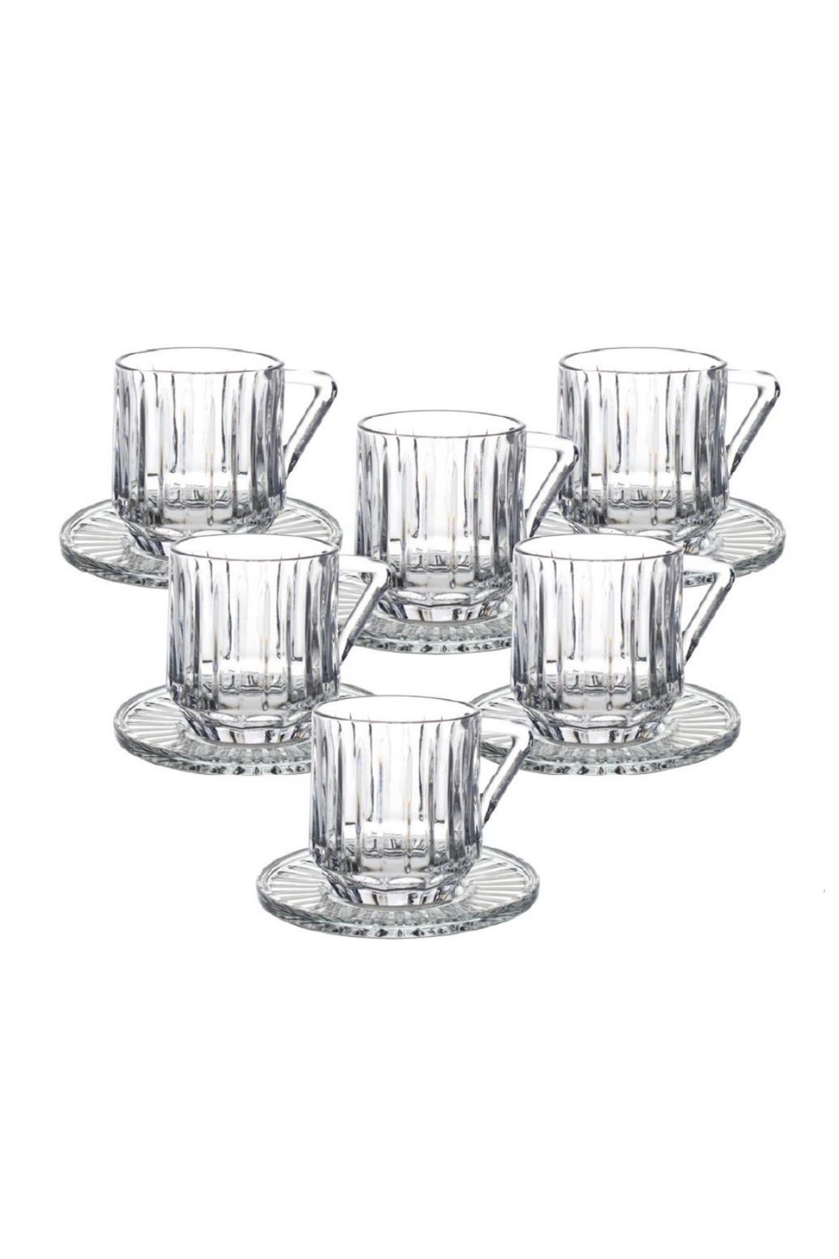فنجان چای نارنجی چایی خوری Evimsahane Moss 12 قطعه شیشه ای کریستالی و مجموعه Nescafe  AROW