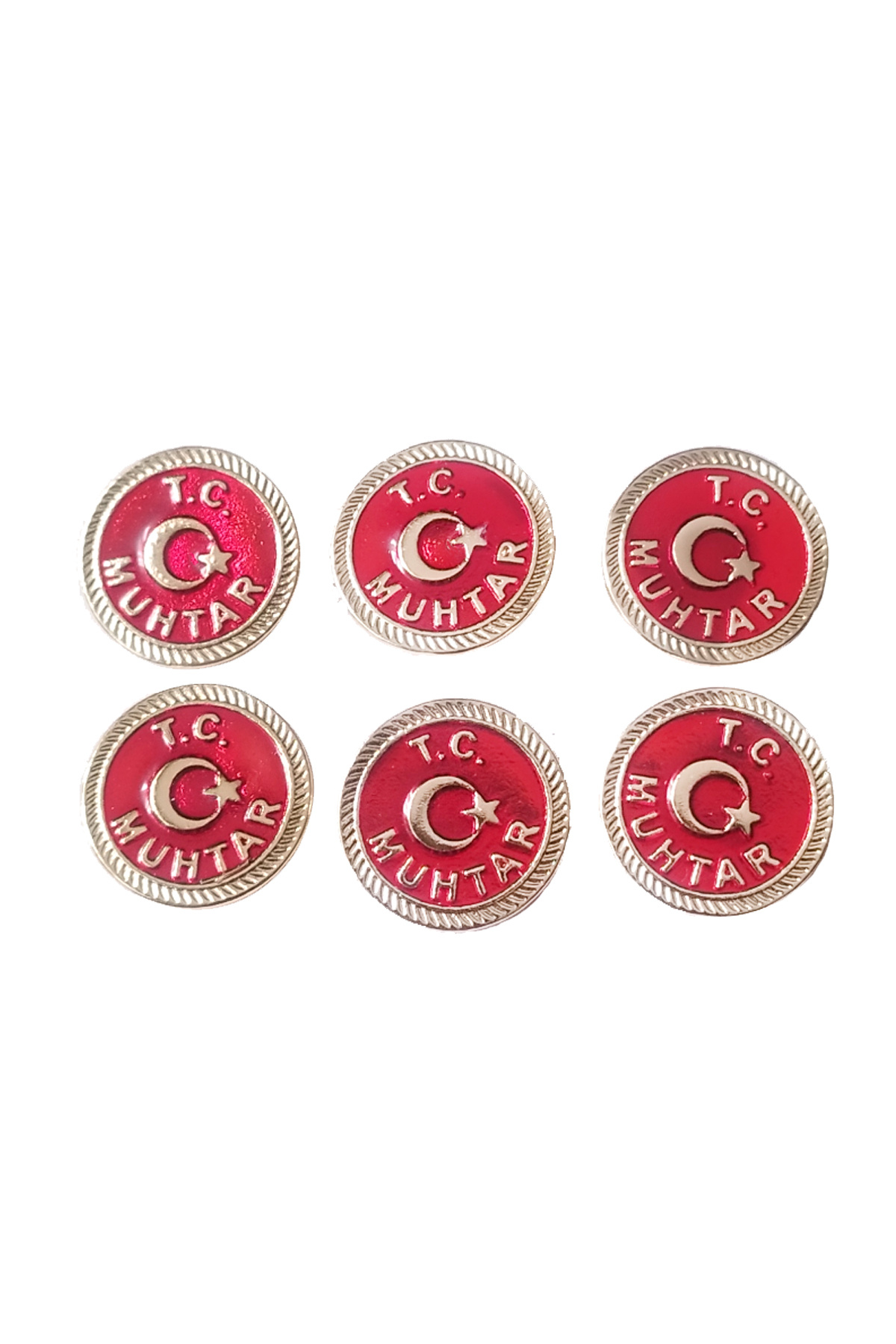 Mukhtar Collar Badge Bright Red Color 1 Pack of 6
