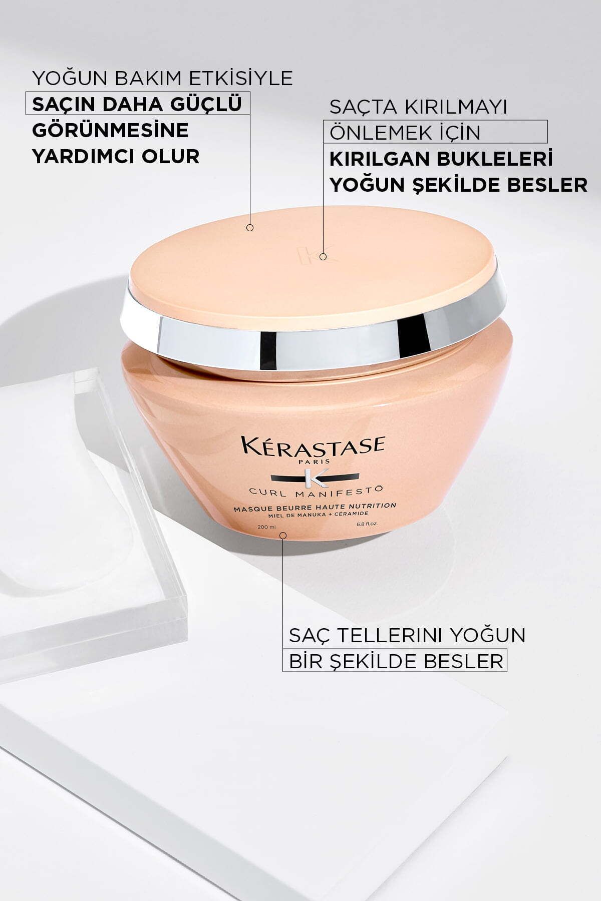 ماسک مو مردانه و زنانه مانیفست فرفری برای موهای مجعد سخت خشک 200ML 6.76FL.OZ GEM1639 F3 Kerastase
