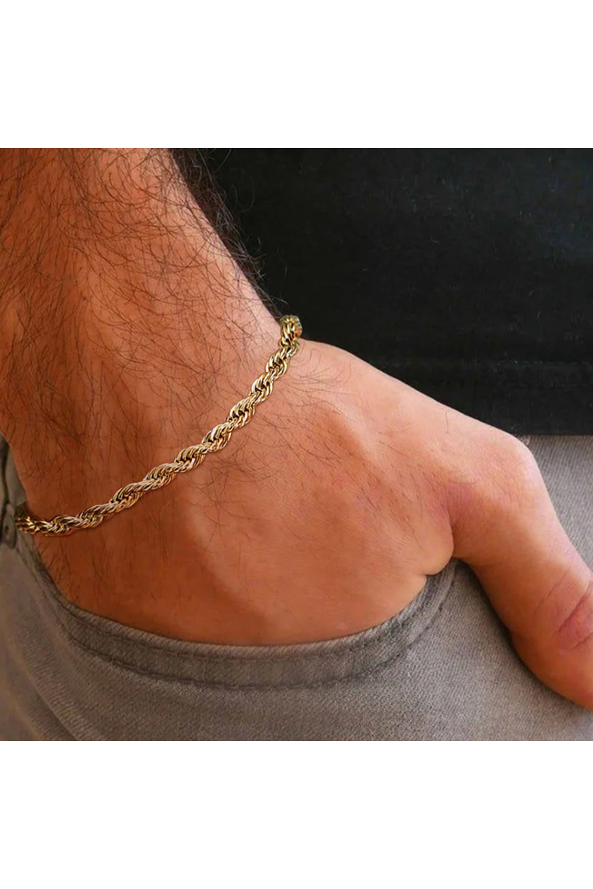 Twist & Twist Chain 14k Gold Plated Steel Men's Bracelet 3 Years Warranty