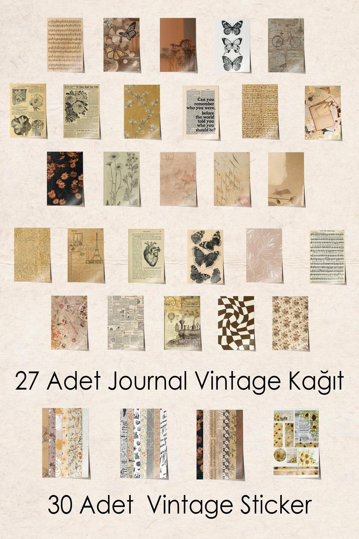 Postifull-مجموعة دفتر ملاحظات Vintage، مجموعة دفتر ملاحظات Vintage ناعمة، 27 ورقة عتيقة، 30 ملصقًا عتيقًا 3