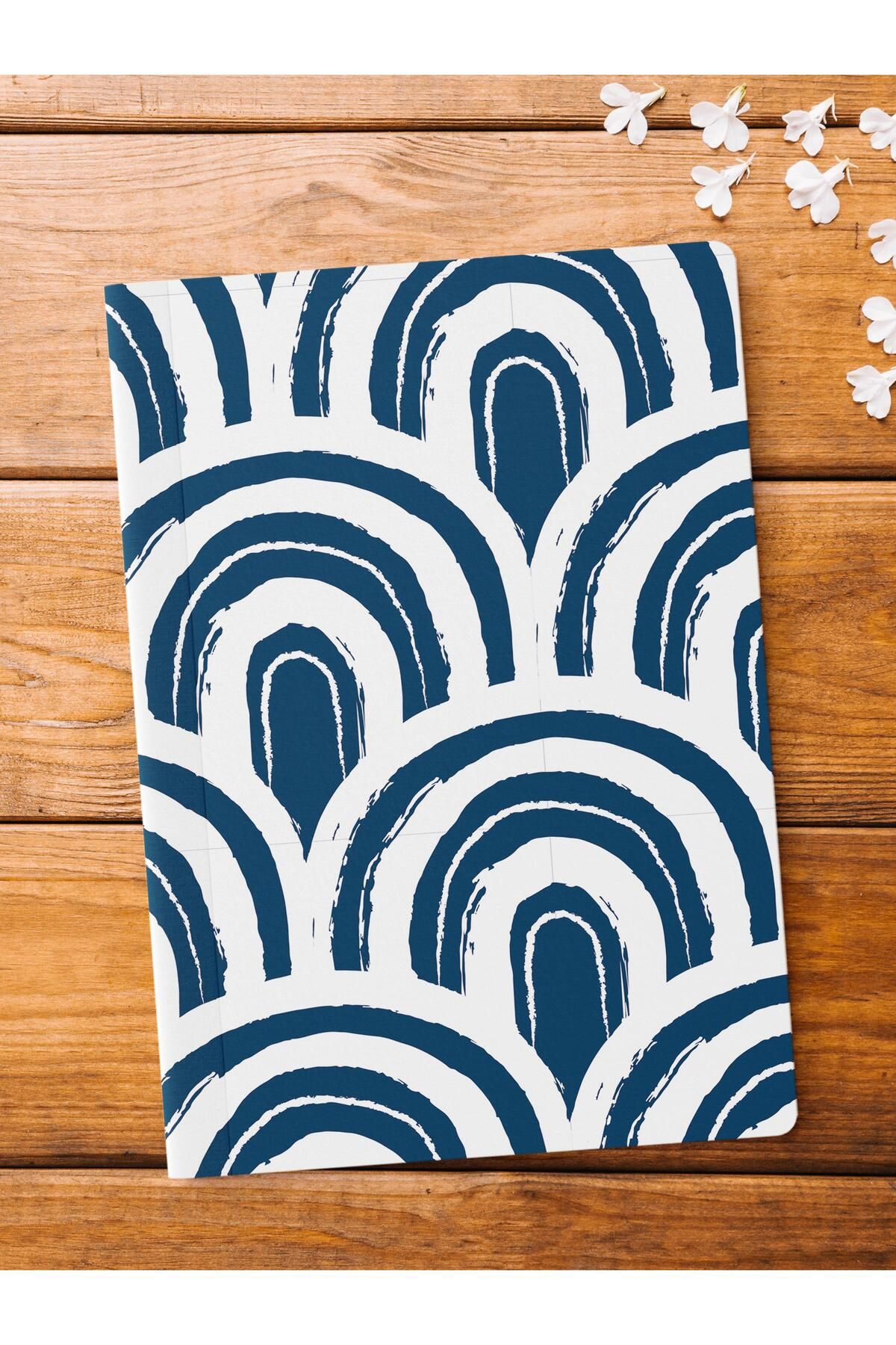 Postifull-Unlined Notebook, Blue Boho Pattern Notebook, Notepad, Intellect and Memory Notebook, 64 Pages, 14*21cm 1