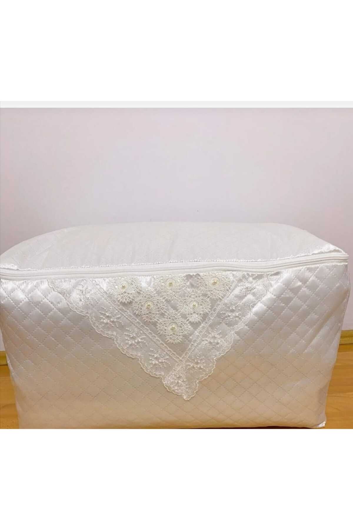 Pearl  Satin  White  Pillow  Quilting  Dowry Bundle 60 x 40 x 40 Lace Embroidered Netting