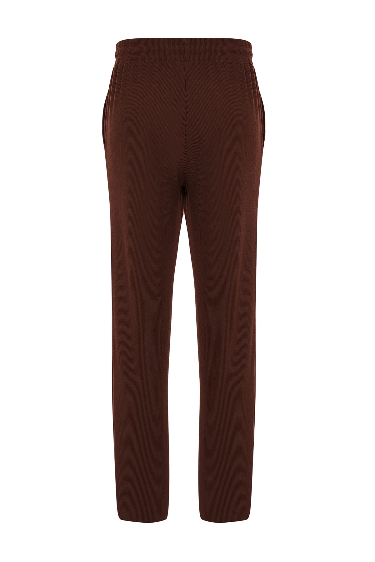 Trendyol Collection-Limited Edition braune, knitterfreie Jogginghose mit weitem Bein – verstecktes Kordel, einteilig TMNSS23EA00013 7