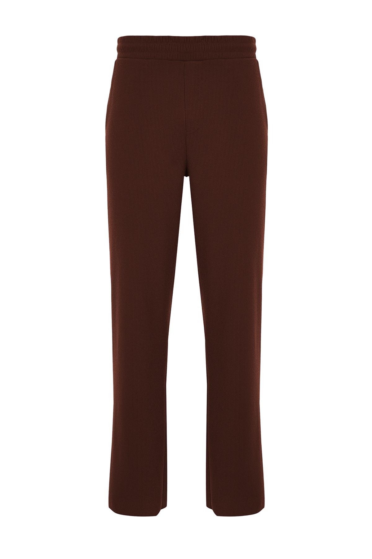 Trendyol Collection-Limited Edition braune, knitterfreie Jogginghose mit weitem Bein – verstecktes Kordel, einteilig TMNSS23EA00013 8