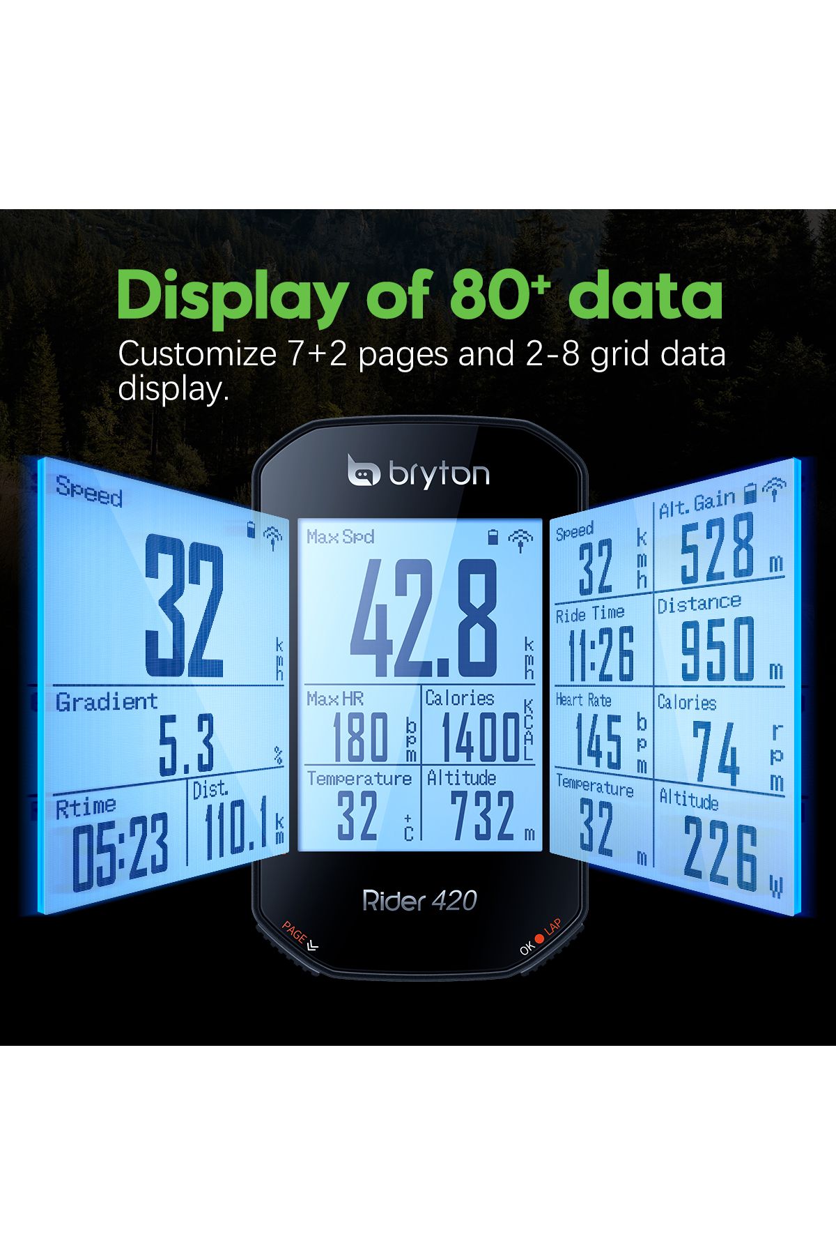 Bryton-Rider 420 Wireless GPS Bike Computer with RoHS Certification Cycling Speedometer and Odometer 5