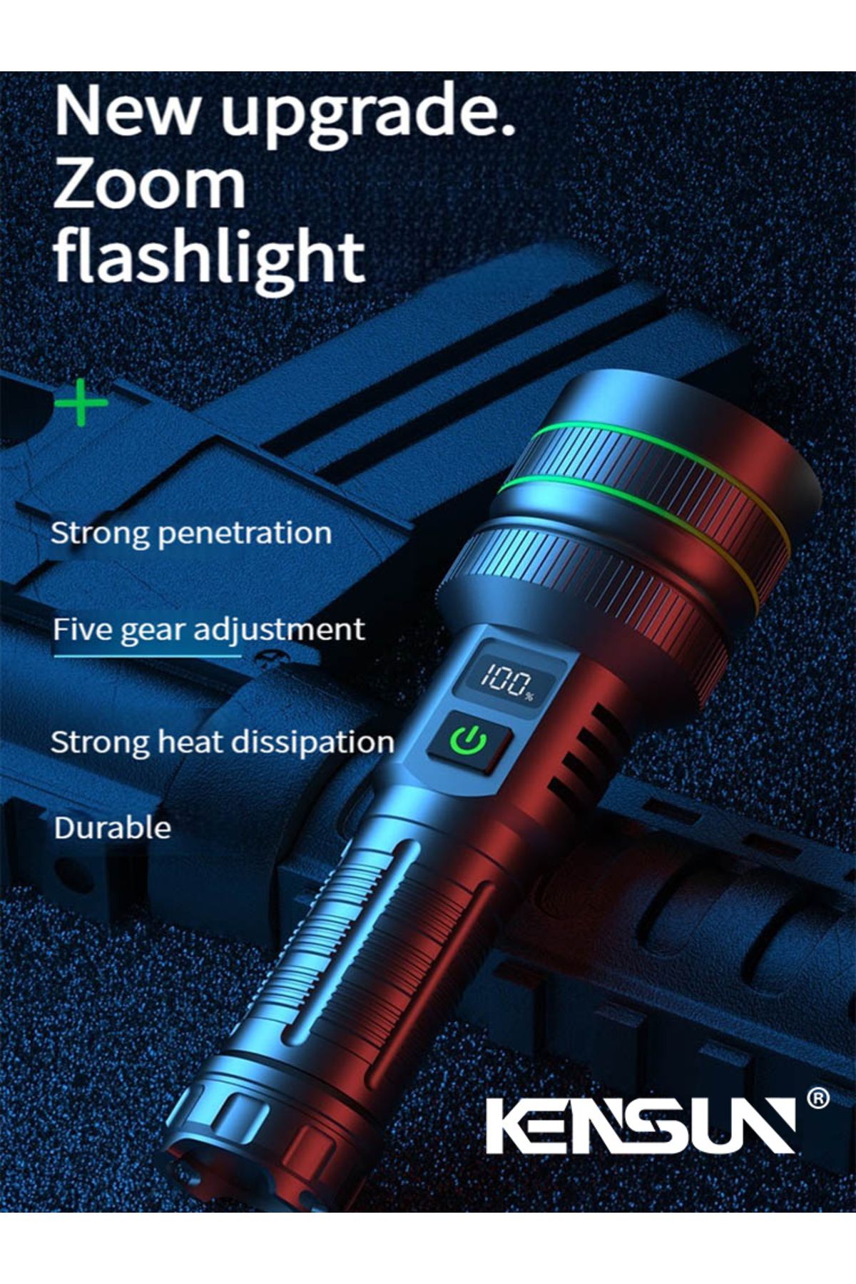 KENSUN-High Power Led Flashlight Usb Rechargeable Super Long Range Tactical Torch Strong Light Lamp Outd... 8