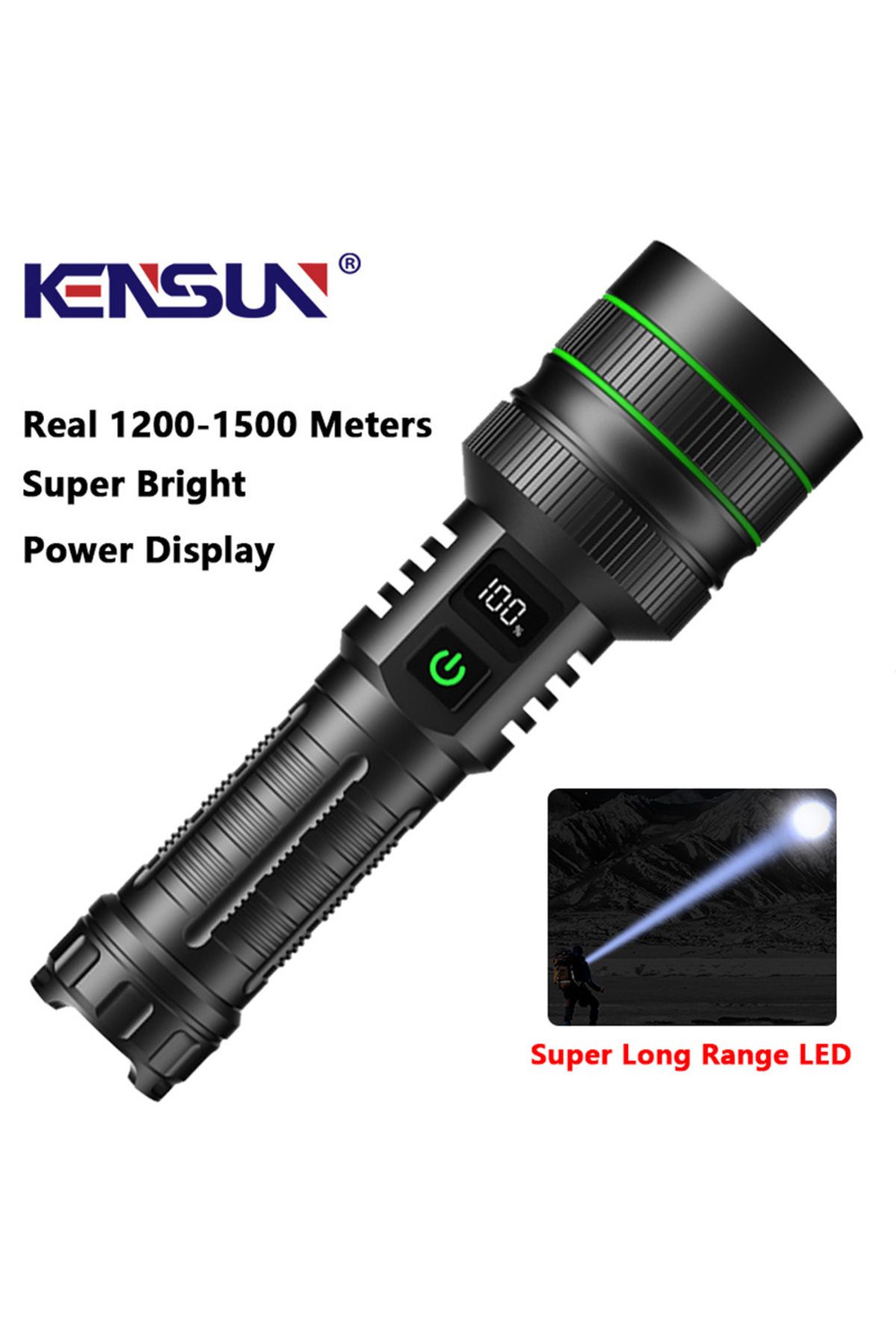 KENSUN-High Power Led Flashlight Usb Rechargeable Super Long Range Tactical Torch Strong Light Lamp Outd... 2