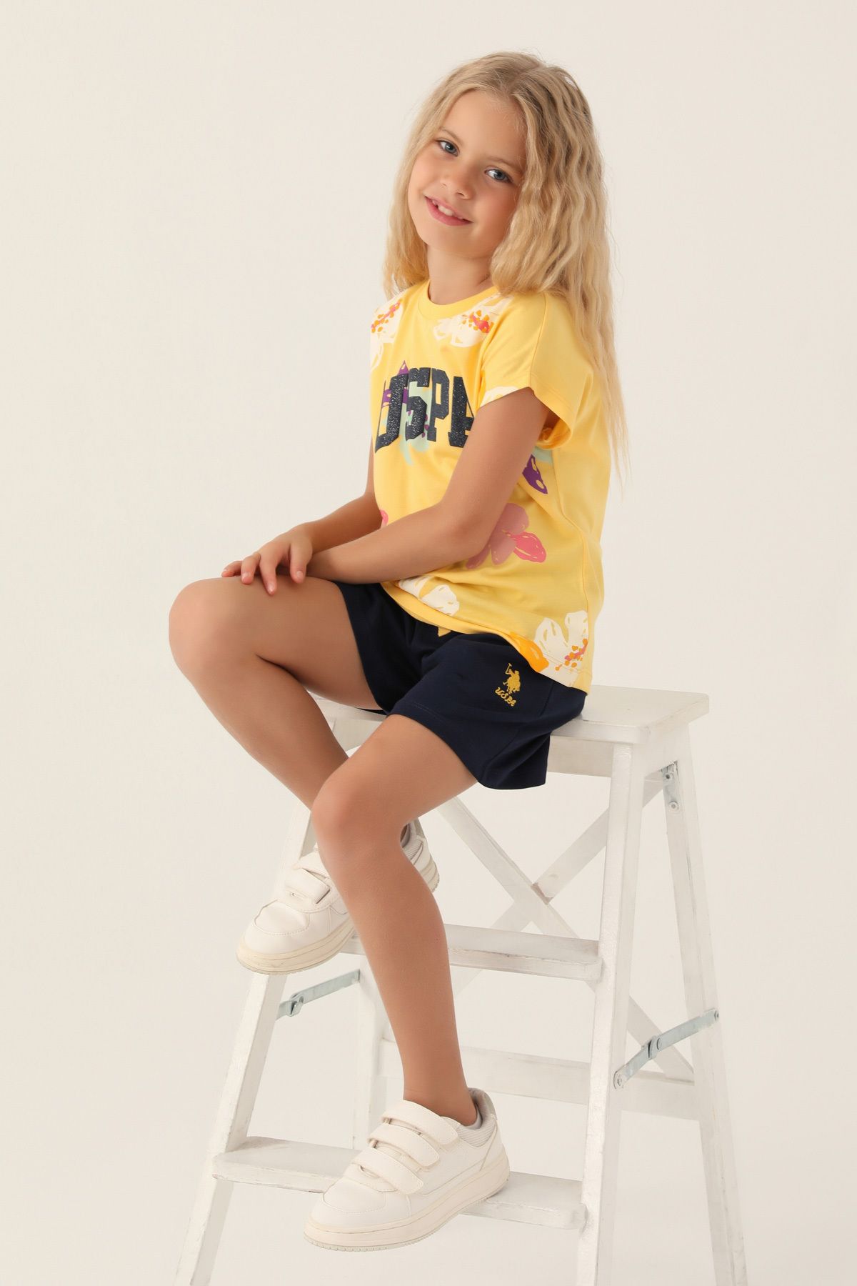 ست شلوارک دخترانه پایین گل دارای مجوز U.S. Polo Assn.