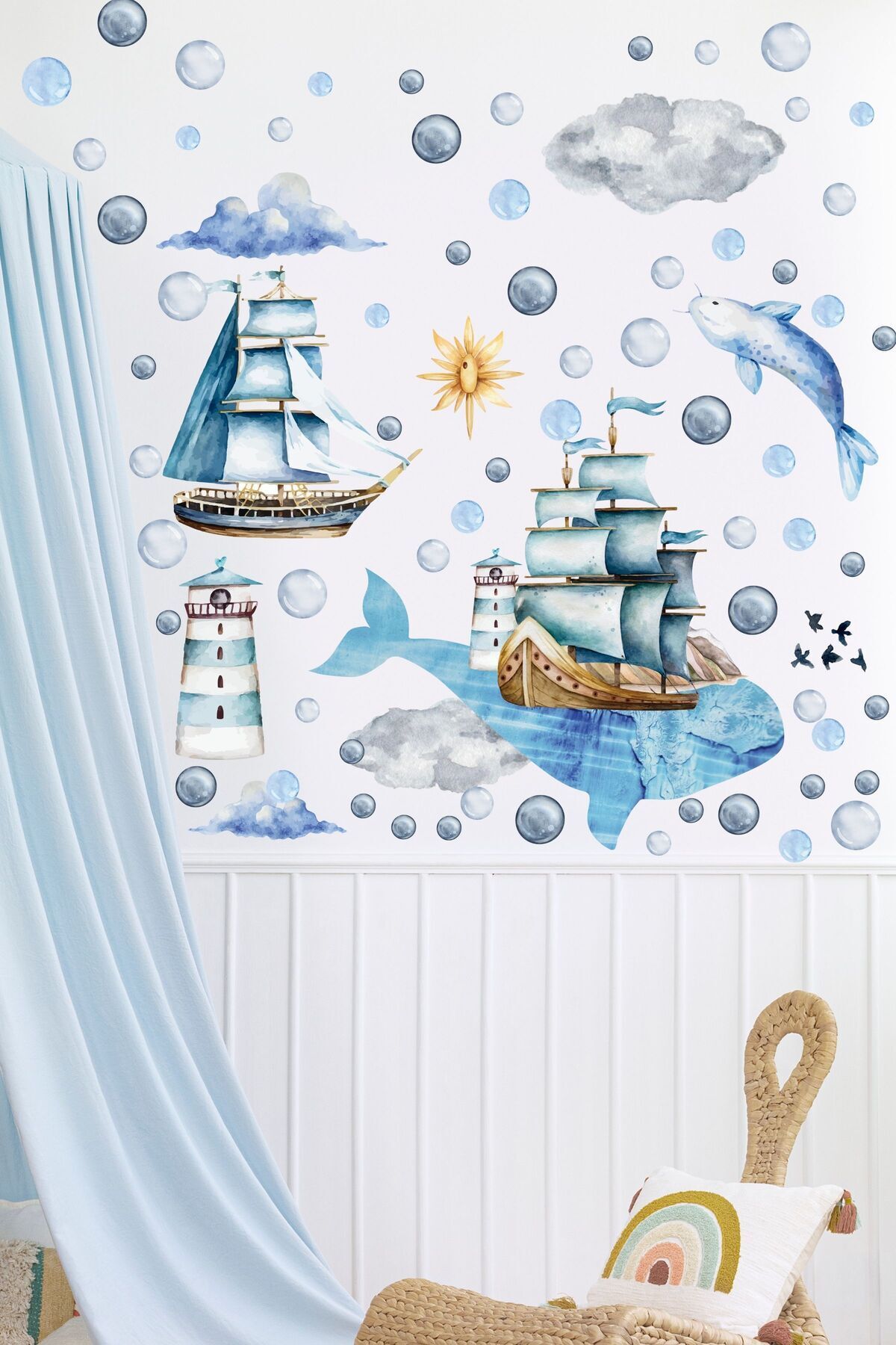 Postifull-Kids Room Sticker Set, Ocean Themed Kids Room Wall Decor, Baby Room Wall Sticker 5