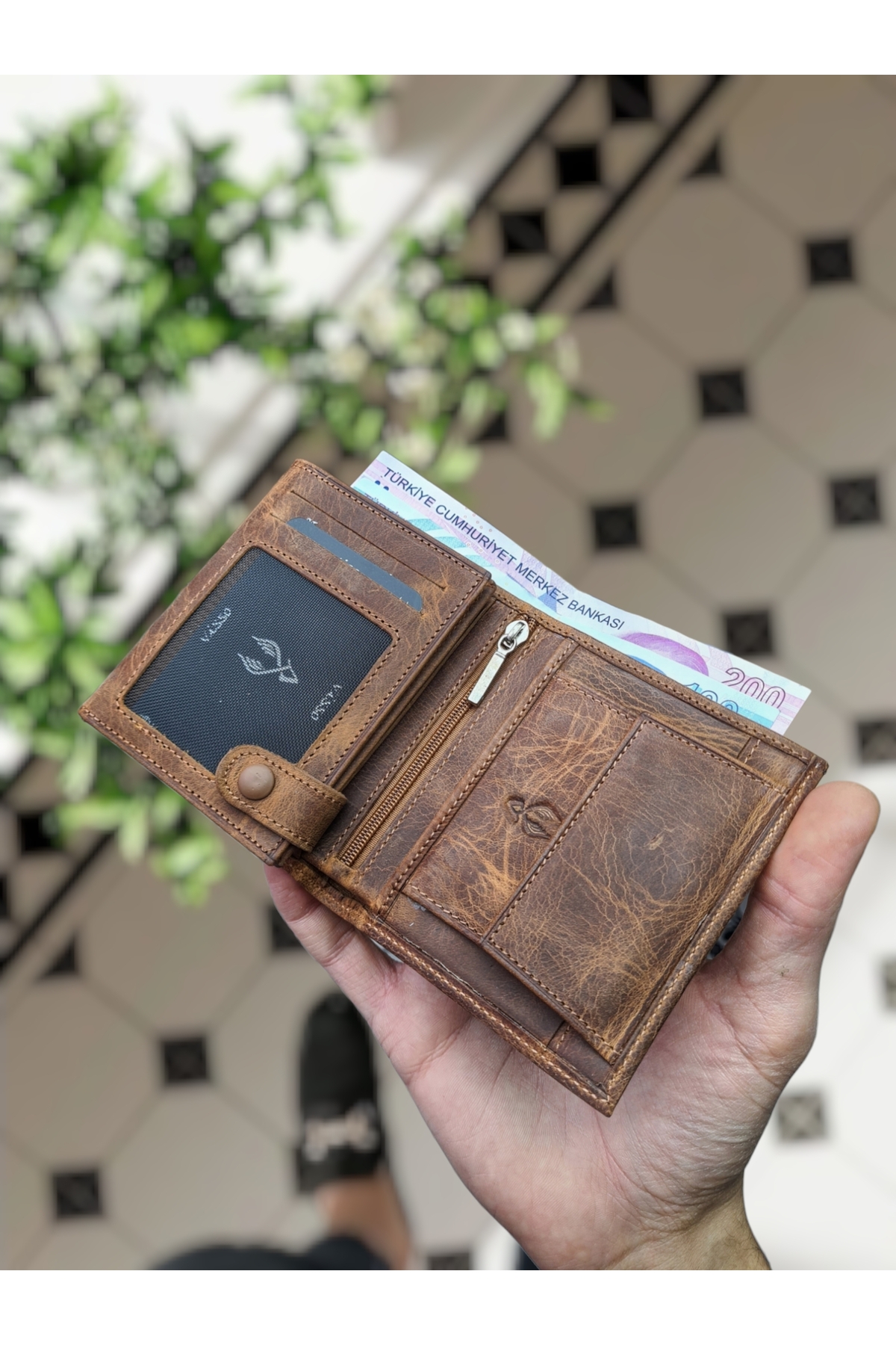 کیف پول مردانه قهوه ای Visso leather | 111 FM  Ay Yıldız - Göktürk اورجینال - تصویر 3
