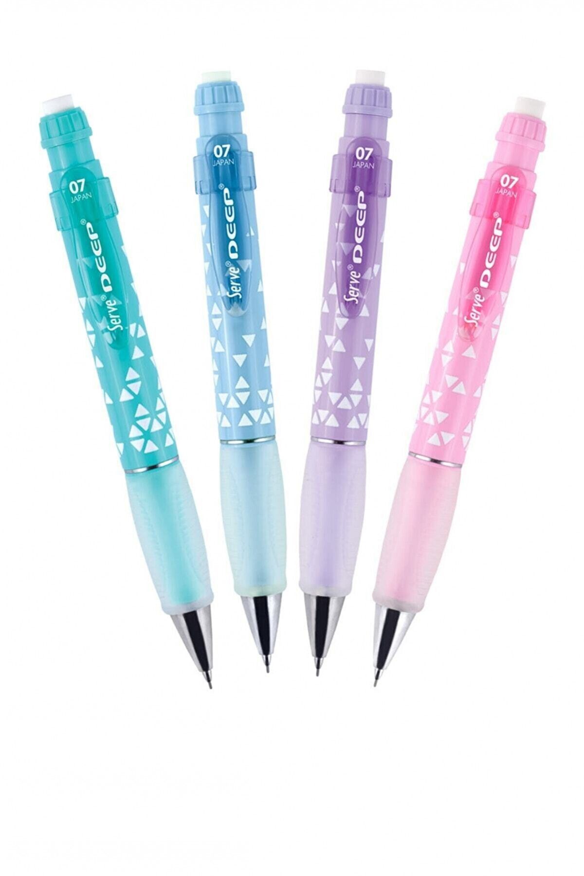 Serve-Deep Triangle Patterned Pastel Colors Pen Set (4 Pens) 1