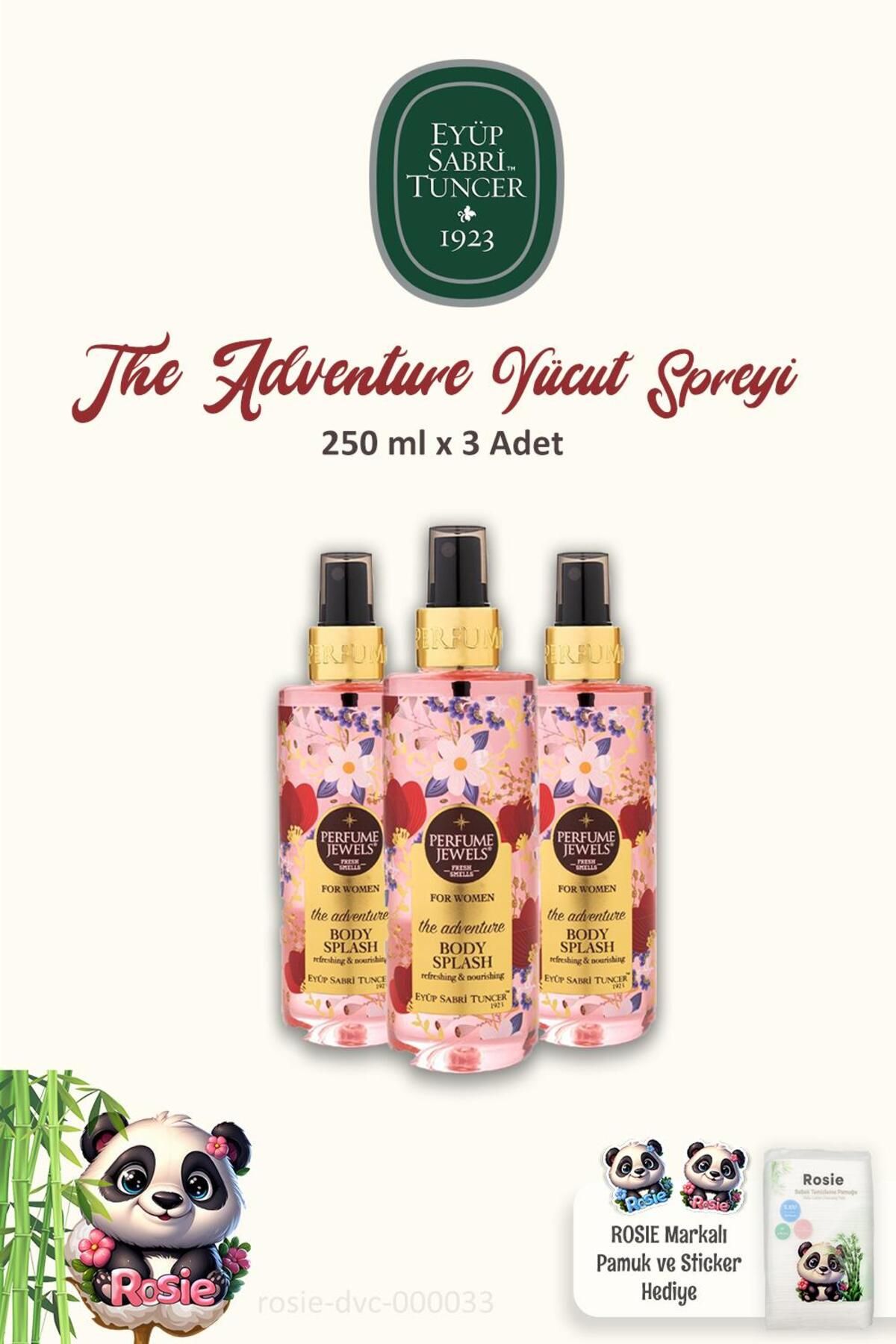بسته 3 عددی Body Splash The Adventure 250 میلی لیتری و 100% پنبه ROSIE 60 بسته Eyüp Sabri Tuncer