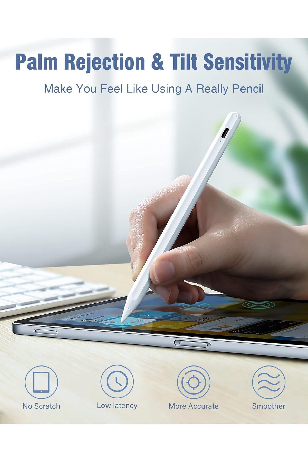 m.tk moveteck-iPad 10.9 10Th Generation Compatible Palm Rejection Tilt Sensitive Touch Special Drawing and Writing Pen 2