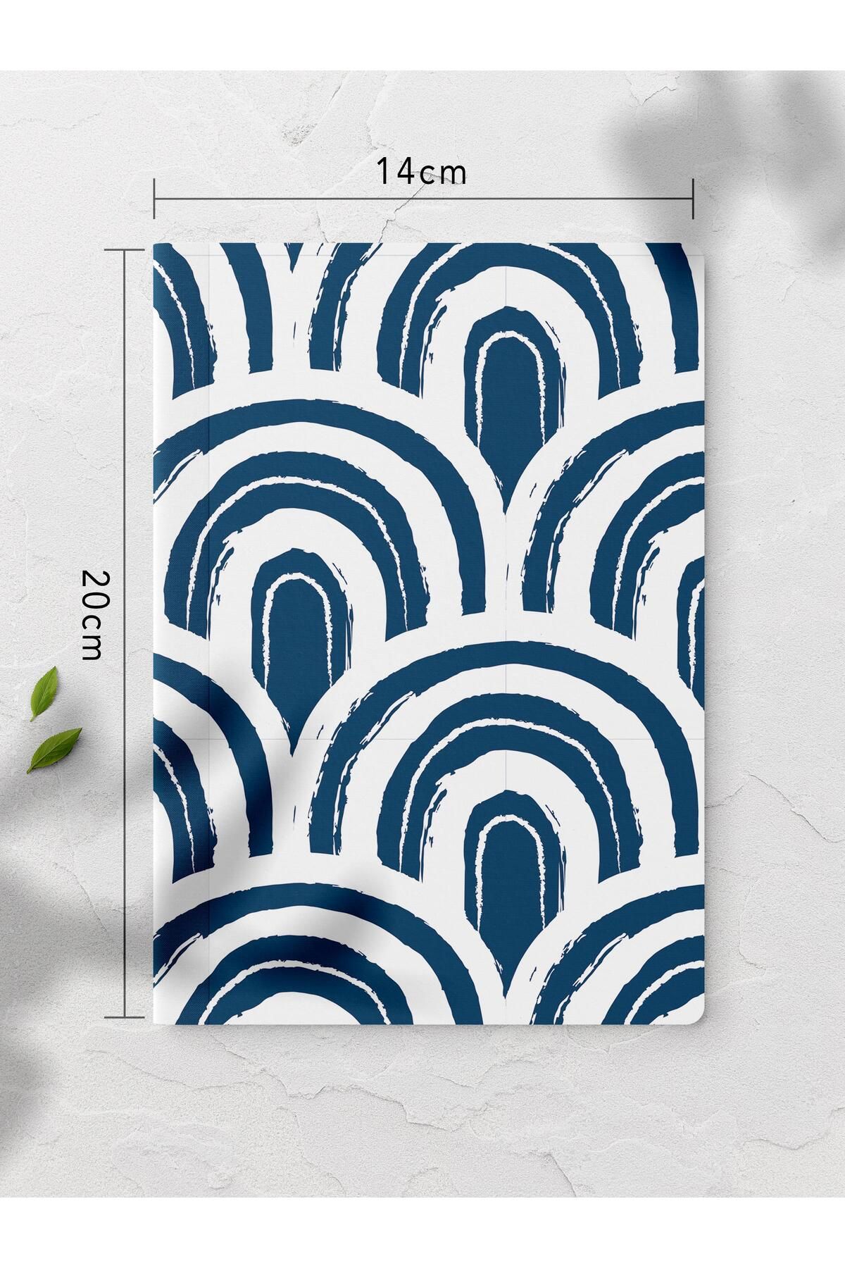 Postifull-Unlined Notebook, Blue Boho Pattern Notebook, Notepad, Intellect and Memory Notebook, 64 Pages, 14*21cm 2