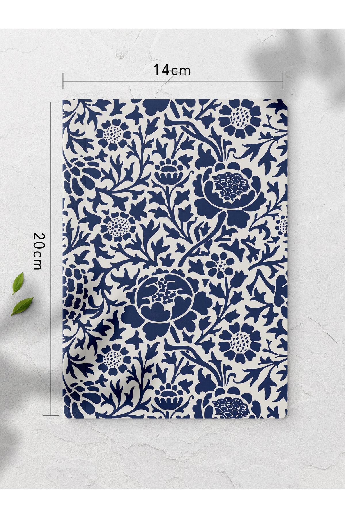 Postifull-Unlined Notebook, Blue Boho Pattern Notebook, Notepad, Intellect and Memory Notebook, 64 Pages, 14*21cm 2