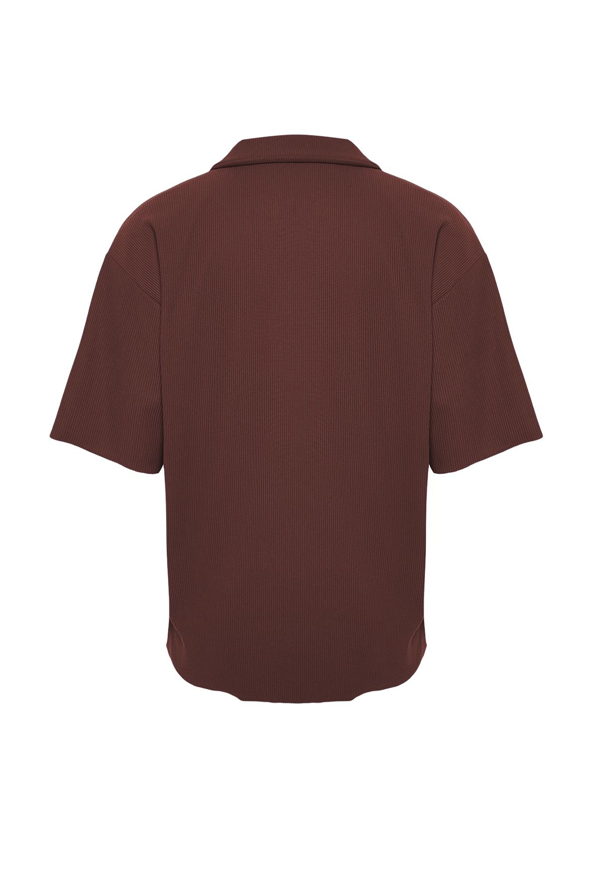 Trendyol Collection-OTToman T-Shirt mit Polokragen – weite Passform, Struktur und keine Falten, braun, limitierte Auflage TMNSS23po00020 10