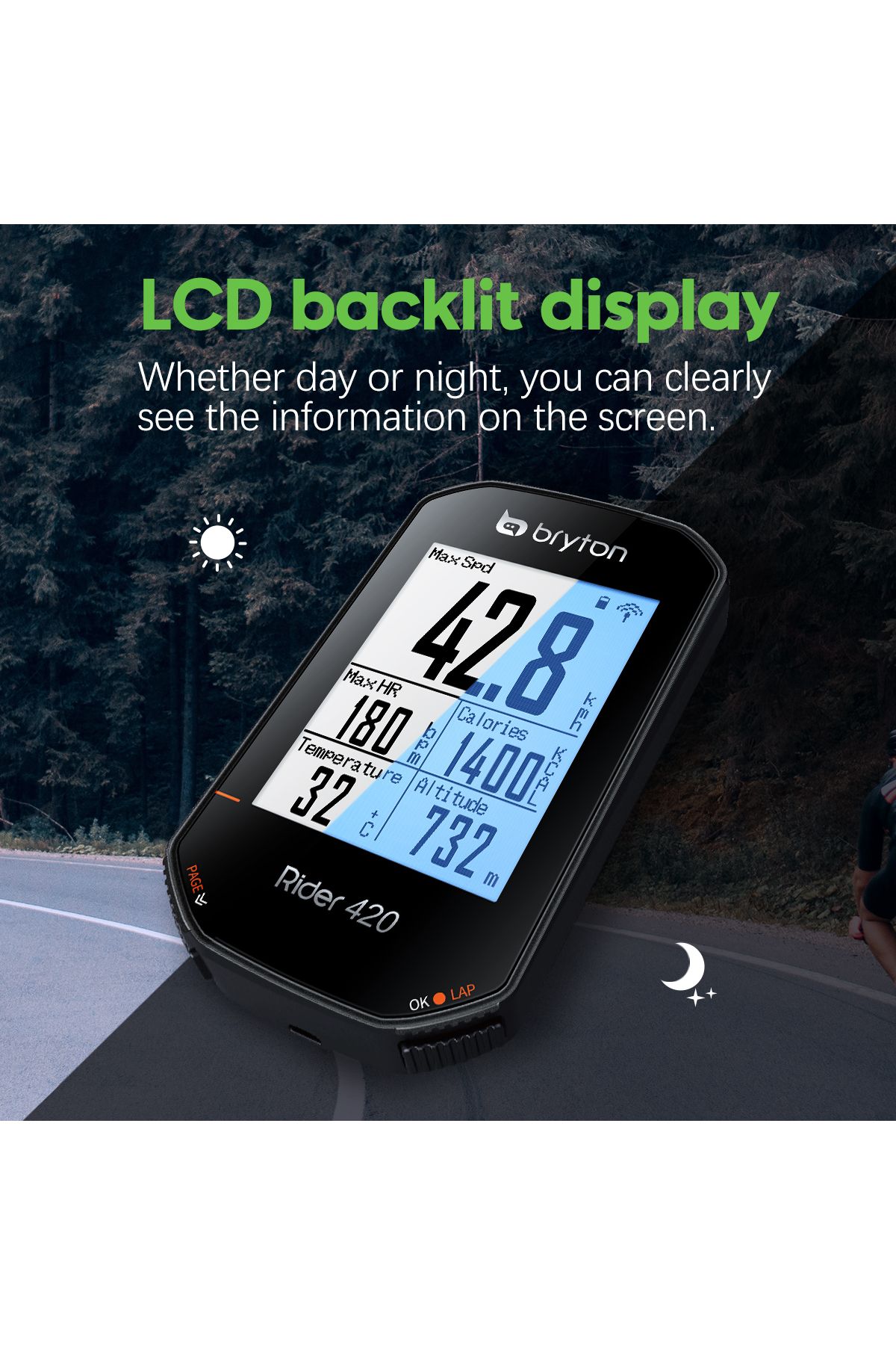 Bryton-Rider 420 Wireless GPS Bike Computer with RoHS Certification Cycling Speedometer and Odometer 7