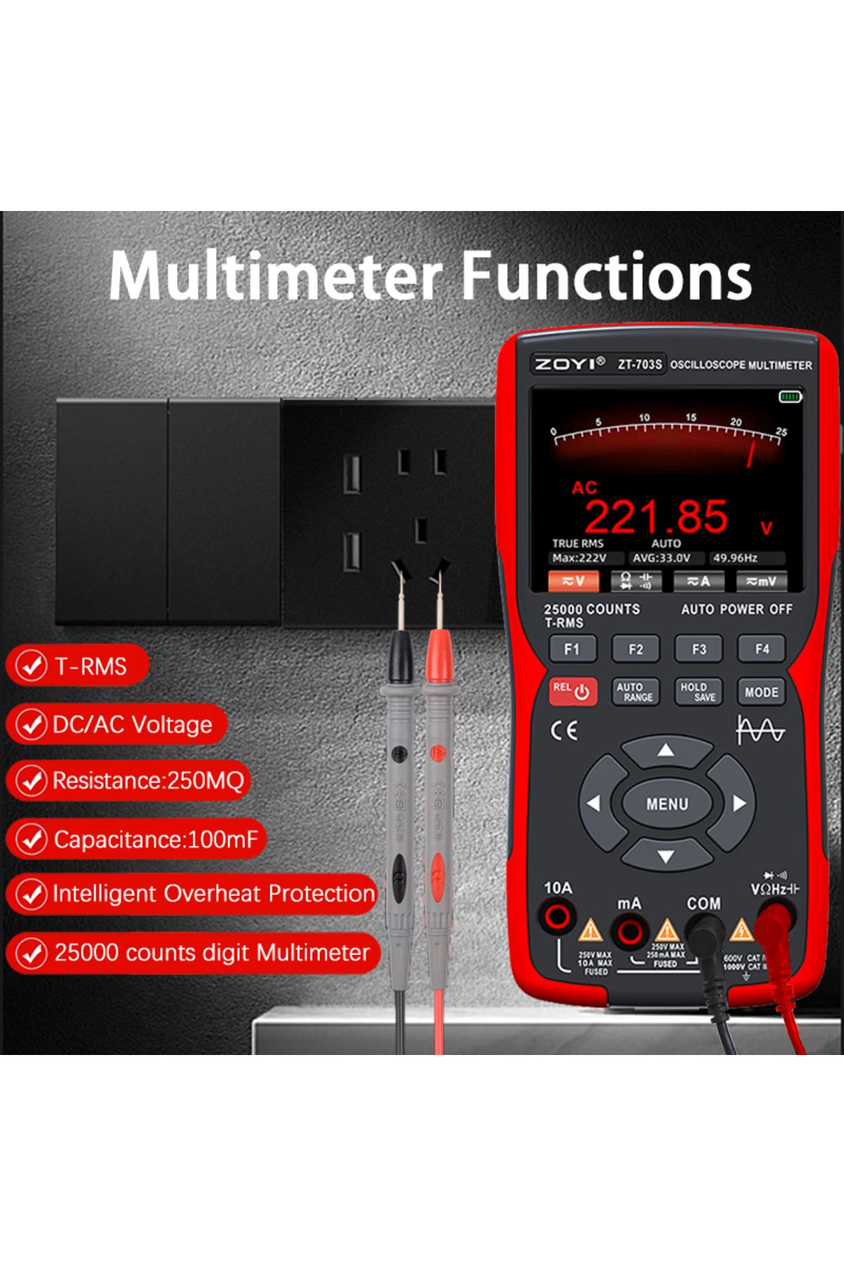 ZOYI-ZT-703S 3-in-1 Oscilloscope Multimeter 3.5 Inch IPS Display 25000 Counts 2
