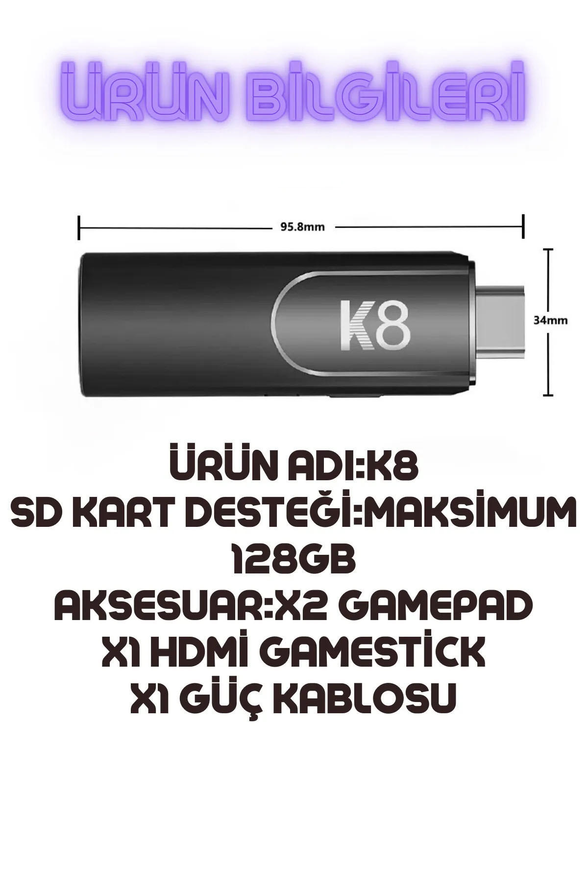 K8 4K HDMİ 10000+ Oyunlu Çift Kol 3D Retro Arcade Oyun Konsolu 4