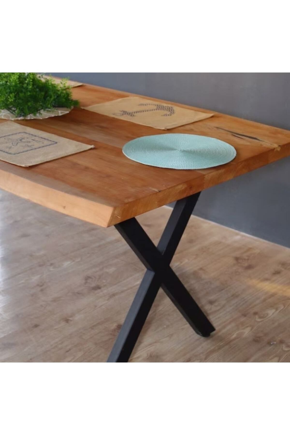 Metal Ayak Masa Ayağı Ahşap Kütük Masif Çalışma Yemek Mutfak Ofis Masası Retro Ayak 2 Adet 70 Cm - 3