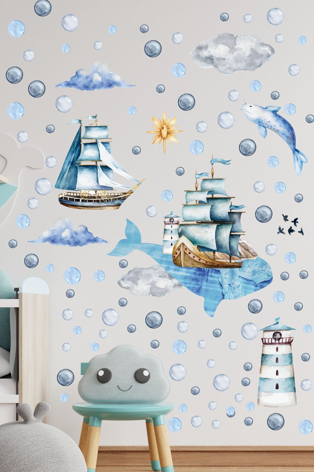 Postifull-Kids Room Sticker Set, Ocean Themed Kids Room Wall Decor, Baby Room Wall Sticker 2