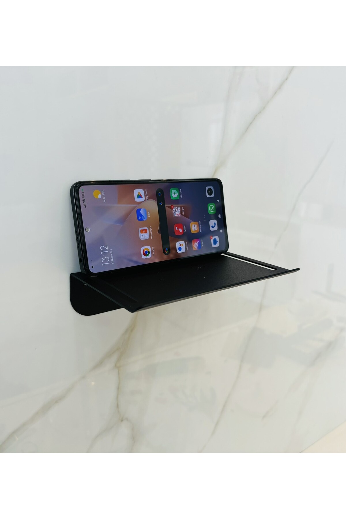 VELUX HOME Metal Mini Raf Telefon Tutucu Şarj Standı Sukulent Banyo Mutfak Rafı Organizer Delmeden Montaj