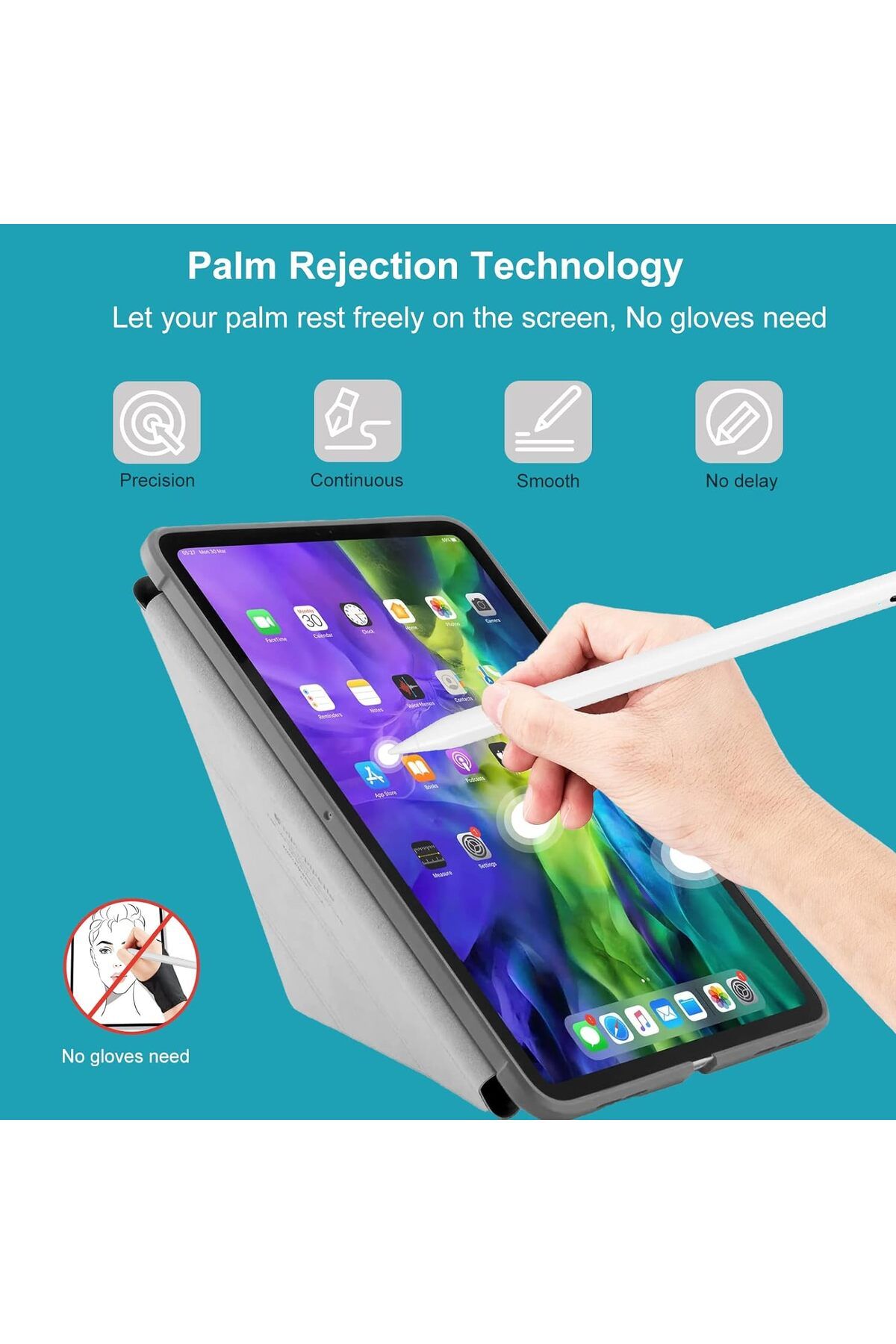 m.tk moveteck-iPad 10.9 10Th Generation Compatible Palm Rejection Tilt Sensitive Touch Special Drawing and Writing Pen 4