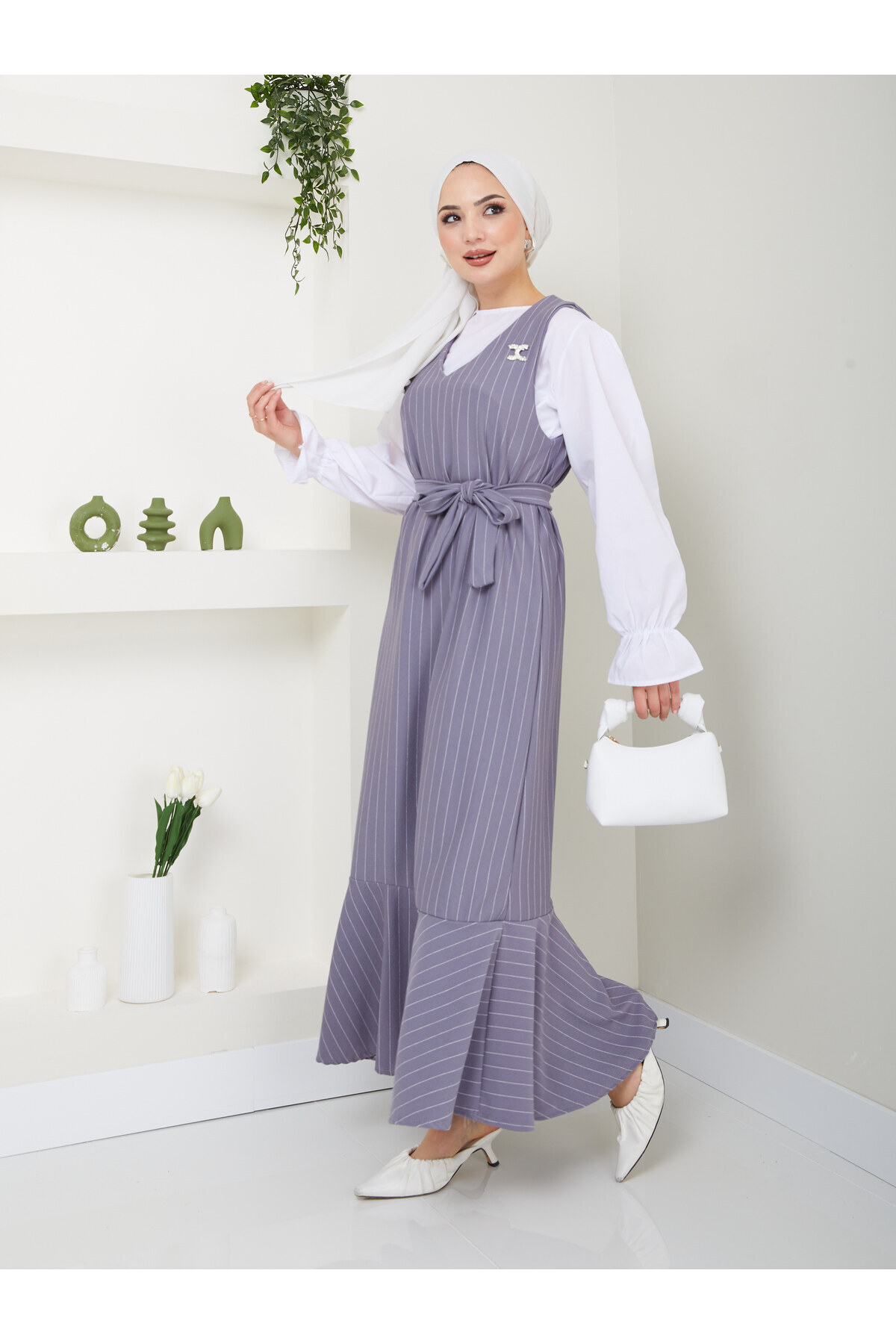 VOLT CLOTHİNG-Rochie de damă în dungi 3