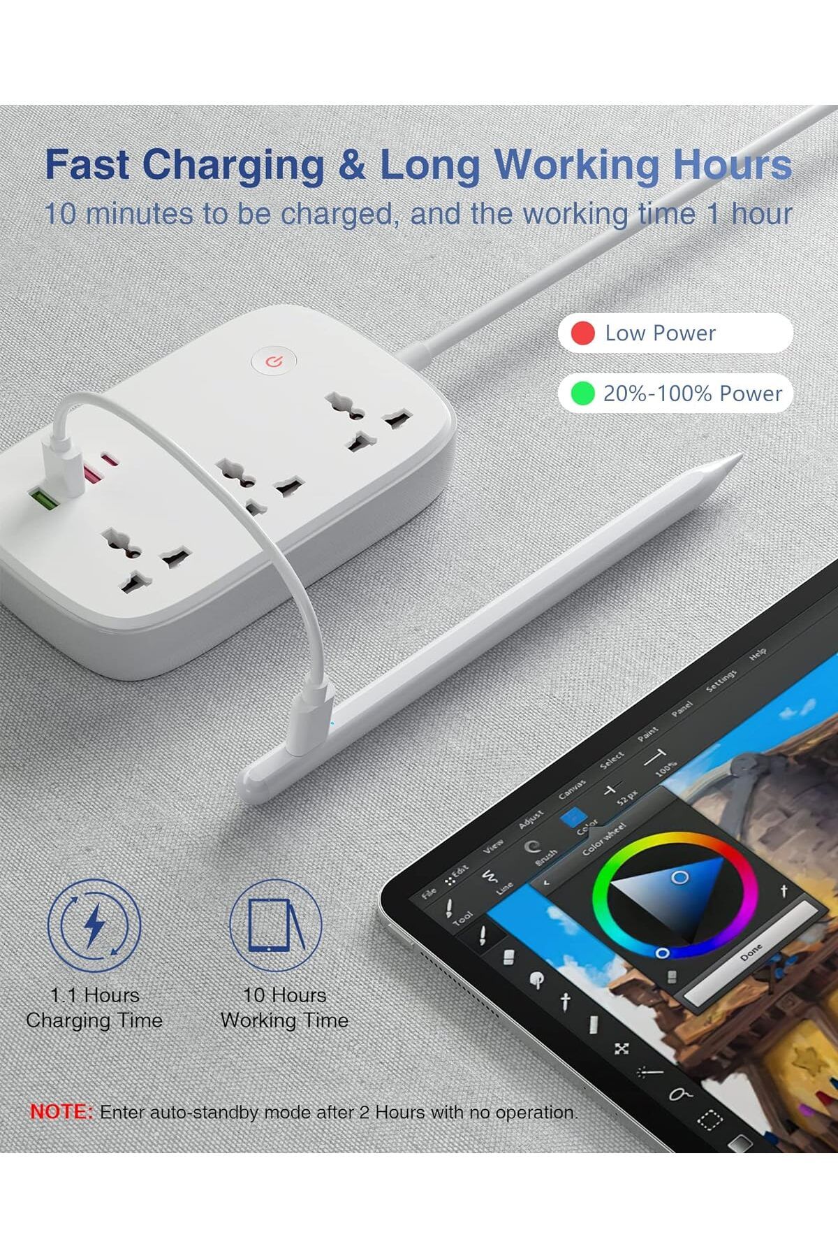 m.tk moveteck-iPad 10.9 10Th Generation Compatible Palm Rejection Tilt Sensitive Touch Special Drawing and Writing Pen 6