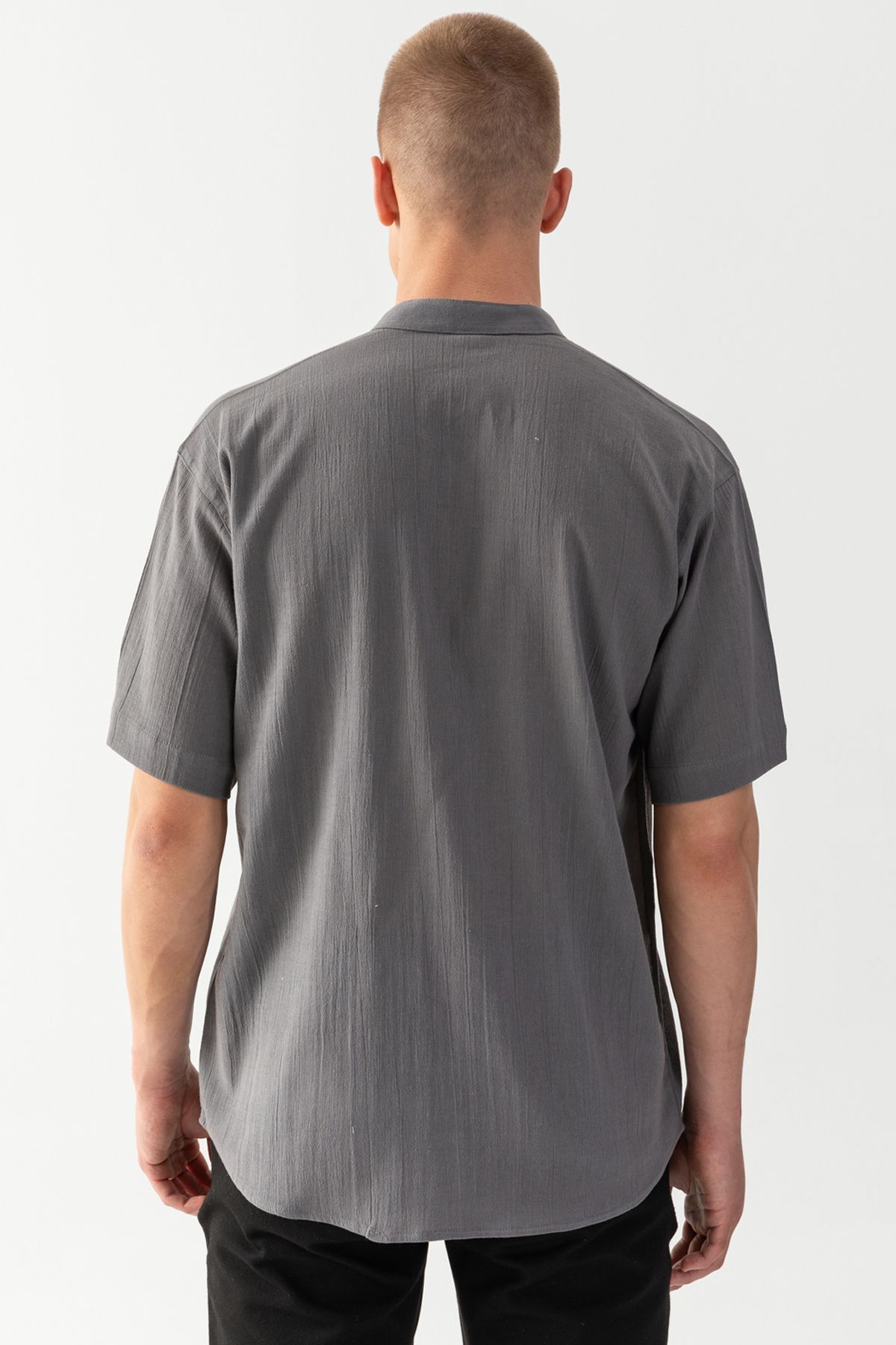 EtkiModa-Tricou pentru bărbați afumat, 100% bumbac, țesut cu guler predominant, cu mânecă scurtă, cu buzunare, cu detaliu, din material Sile 5