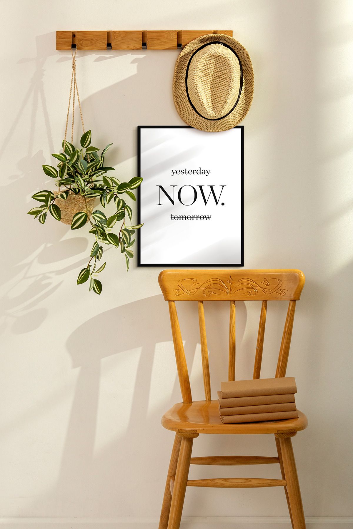Now Temalı Siyah Çerçeve Görünümlü 1 Parça Mdf Tablo Seti Mdf Baskı Mdf Duvar Tablosu - 5