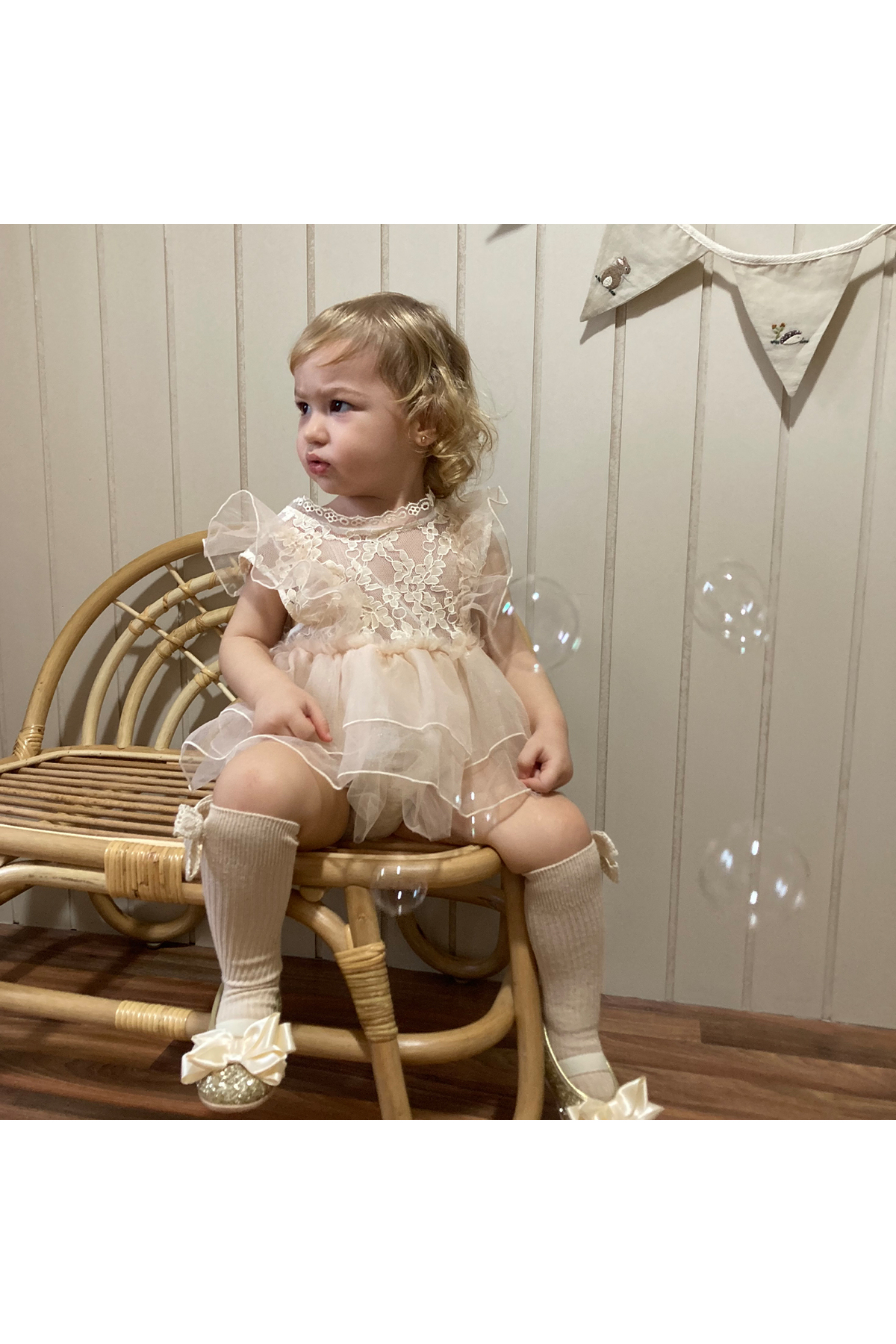 Ma Moi Baby Sweety Bej Sırt Detay Kız Bebek Romper fotoğrafı 3 (önizleme)