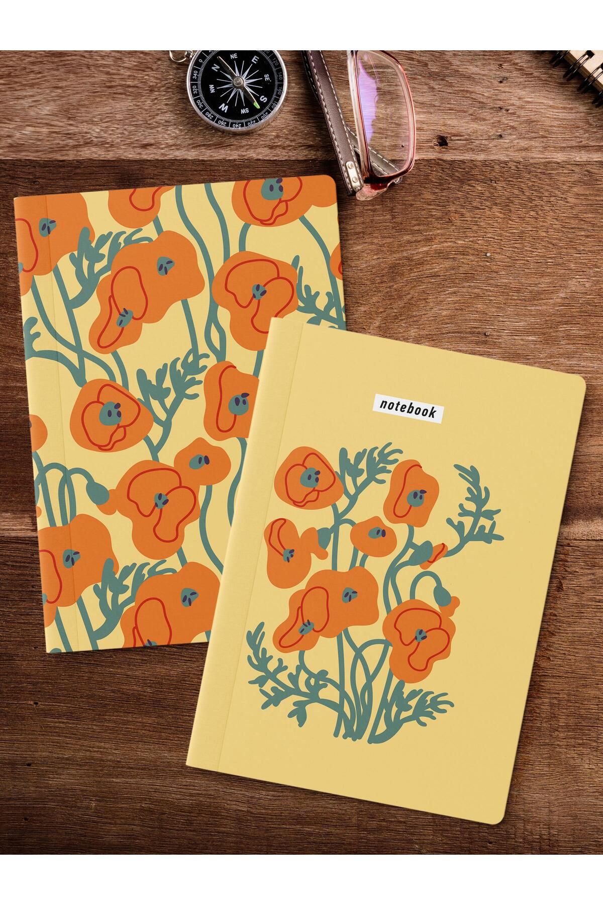 Postifull-Unlined Notebook Set, 2 Pieces Vintage Patterned Notebook, Notepad, Memory Book, 64 Pages Medium Size 2