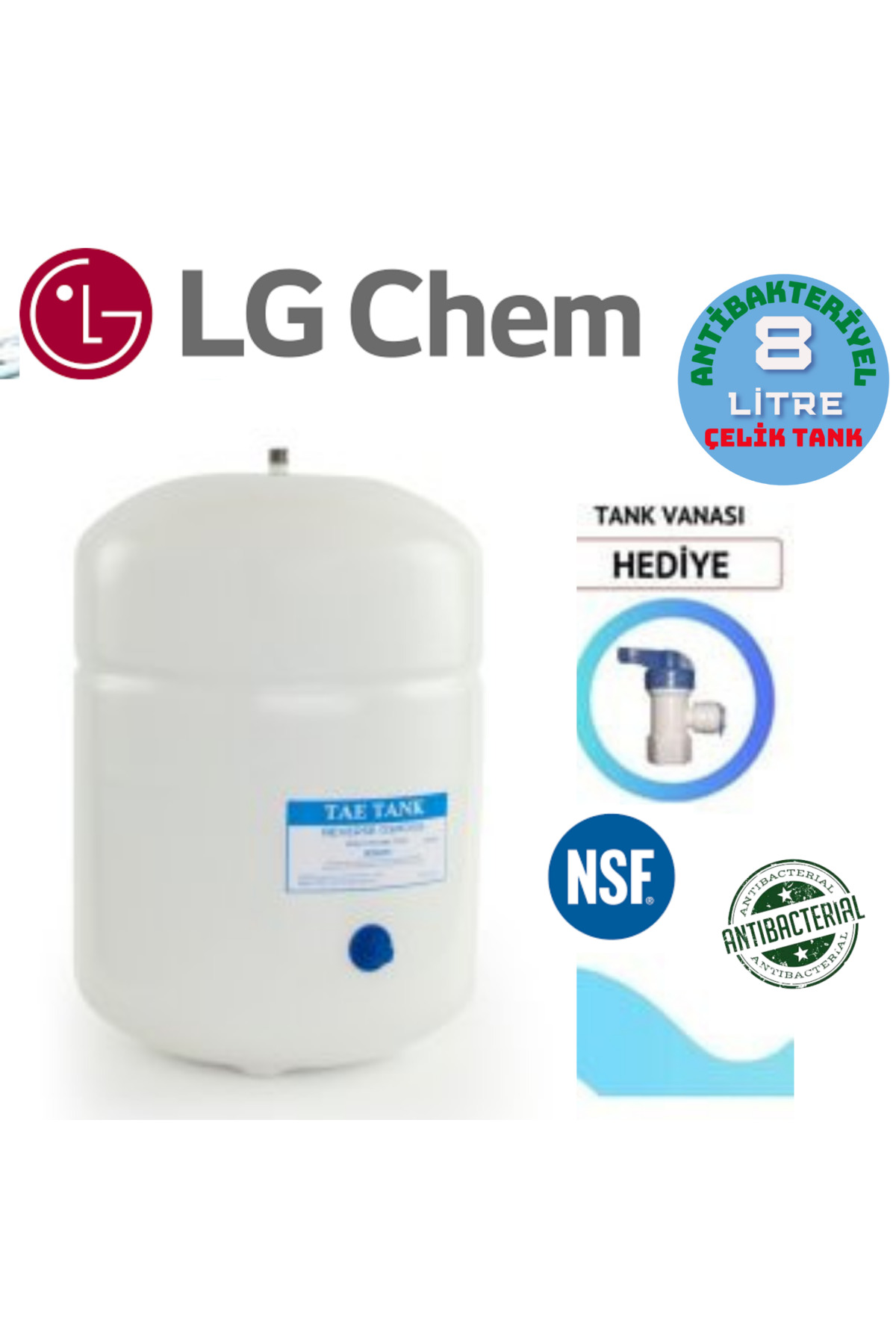 AQUA DEUTSCHE 8 LİTRE (2.2 GALON) ANTİBAKTERİYEL ÇELİK SU ARITMA CİHAZI TANKI