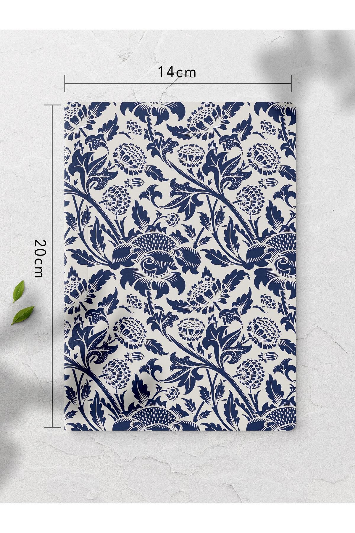 Postifull-Unlined Notebook, Blue Boho Pattern Notebook, Notepad, Intellect and Memory Notebook, 64 Pages, 14*21cm 2
