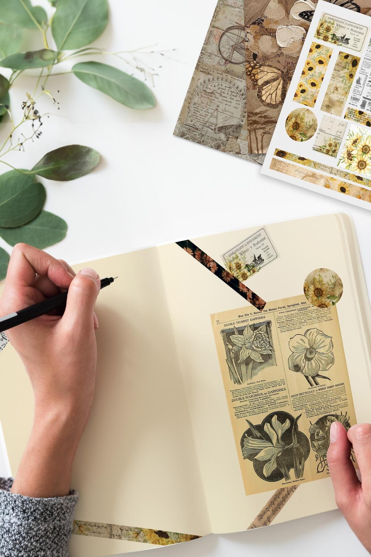 Postifull-مجموعة دفتر ملاحظات Vintage، مجموعة دفتر ملاحظات Vintage ناعمة، 27 ورقة عتيقة، 30 ملصقًا عتيقًا 4