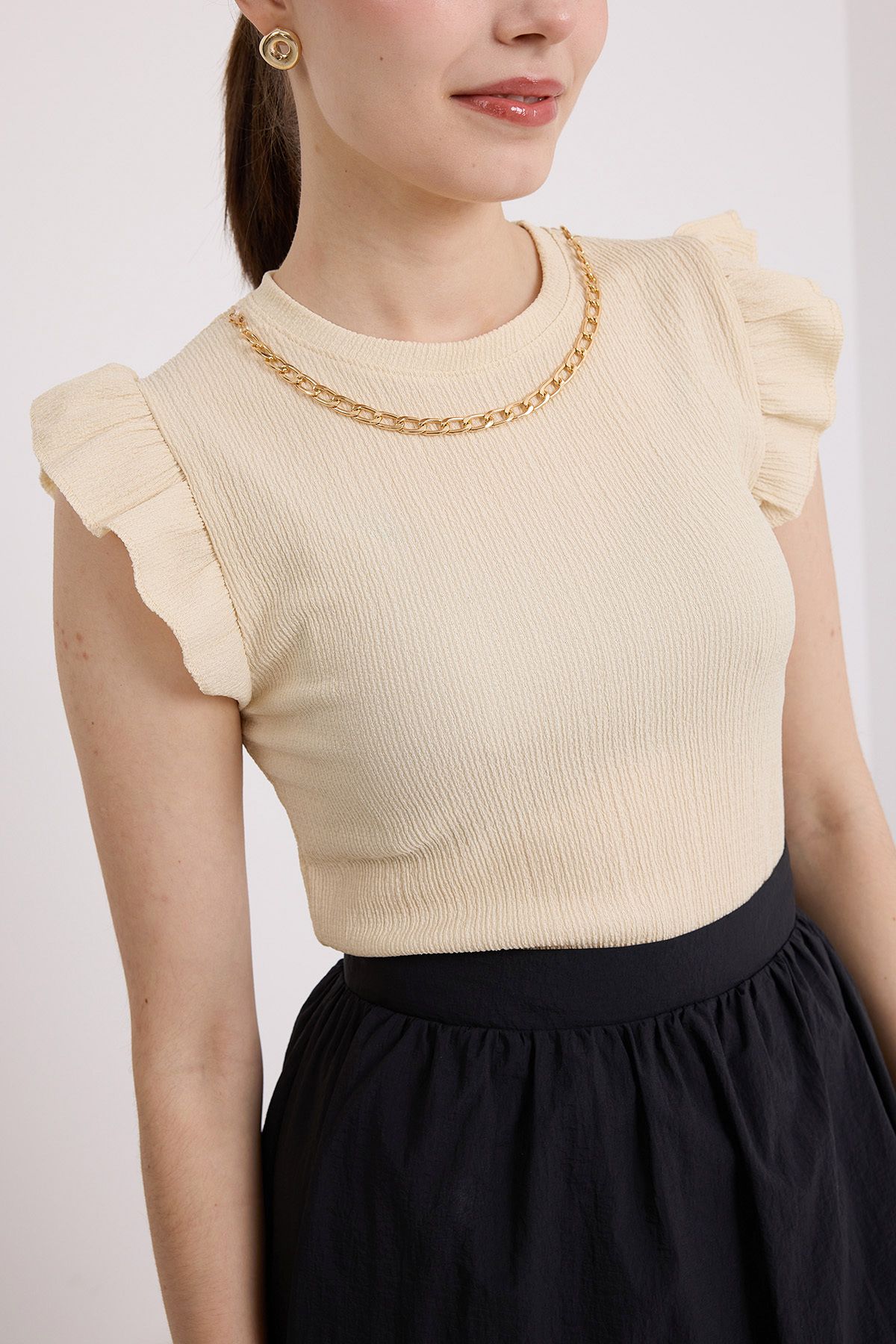 Bigdart-Cremefarbene Strickbluse 0430 für Damen 4