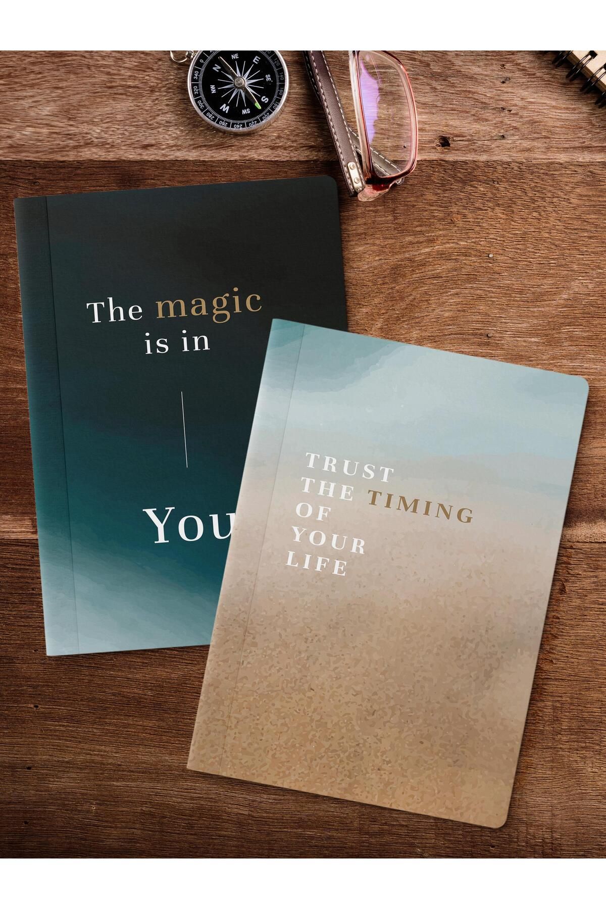 Postifull-Unlined Notebook Set, 2 Pieces of Motivational Patterned Notebook, Notepad, Memory Book, 64 Pages 2