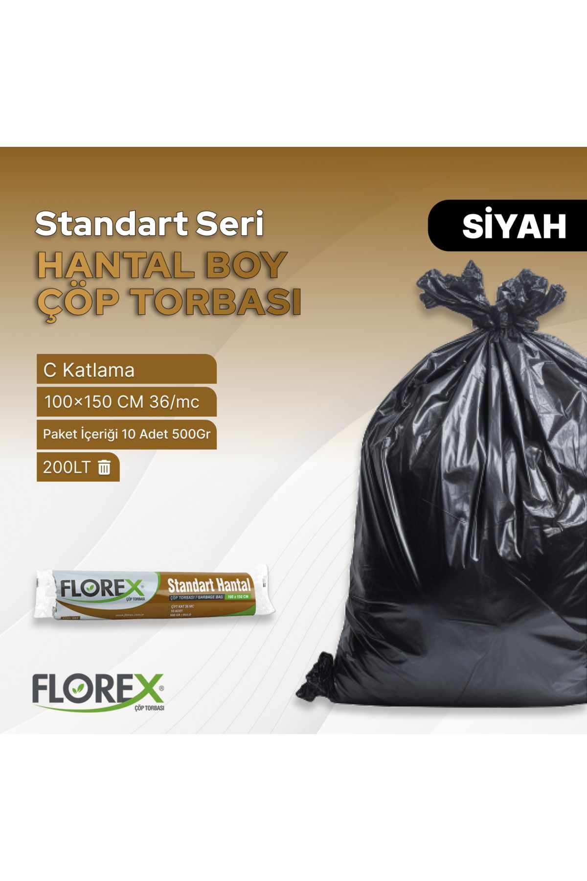 Florex-كيس قمامة أسود قياسي بحجم 5 لفات 3