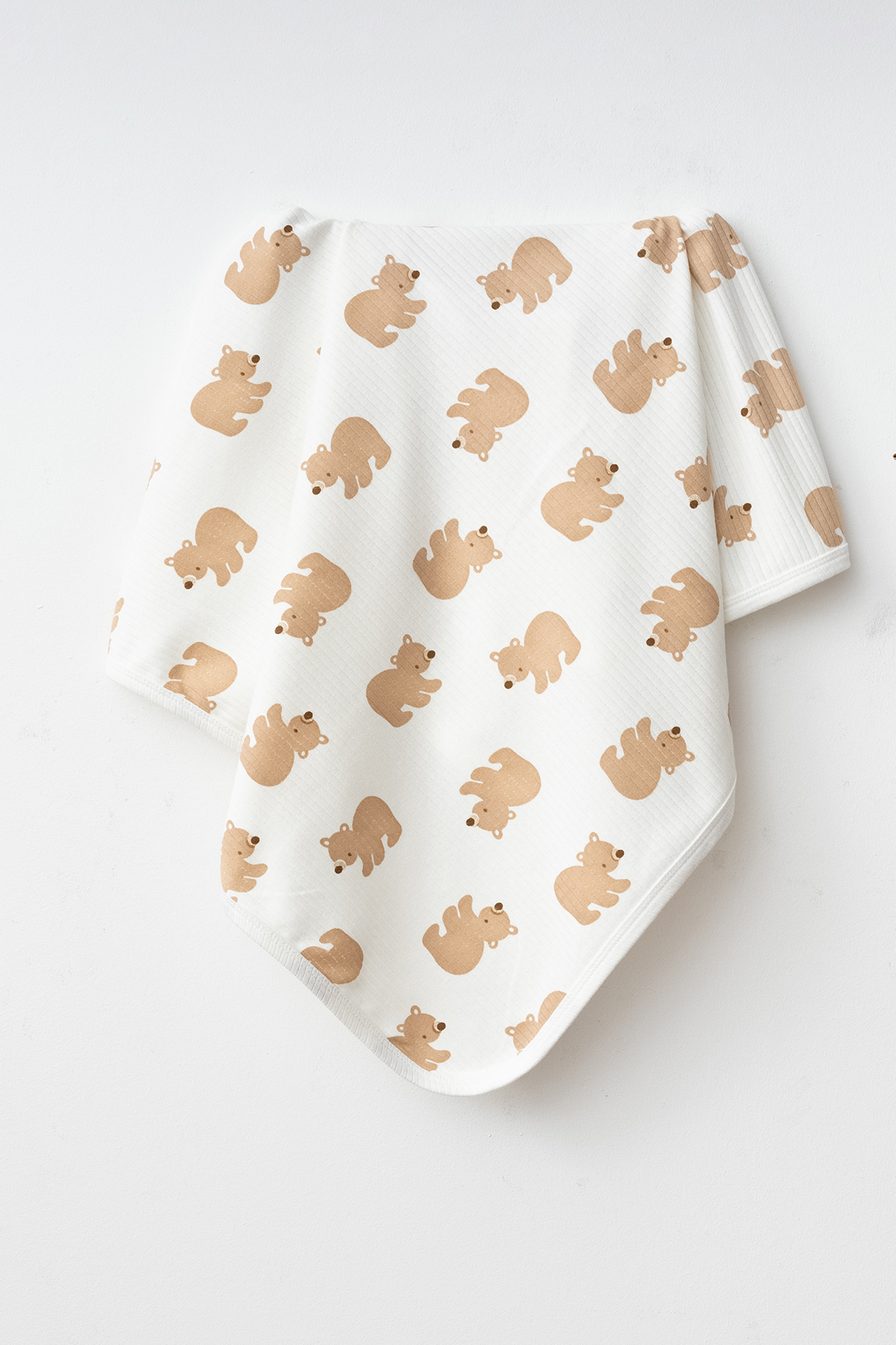 yukobaby bebeğiniz için en doğalı Ayıcıklı Raporlu Naturel Pamuklu 80x90 cm Tek Kat Bebek Battaniye