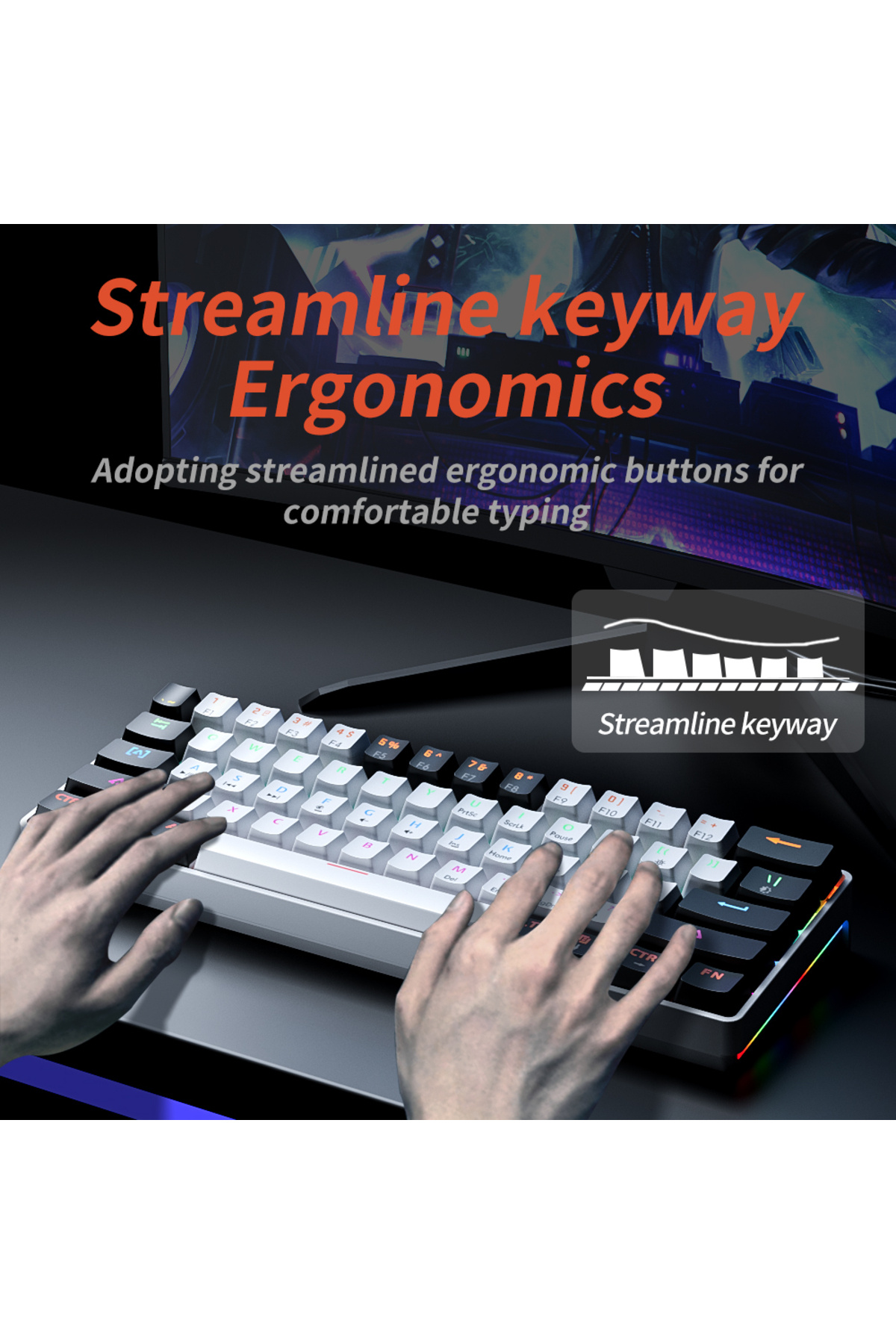 MUCAI-Mk61 Usb Gaming Mechanical Keyboard Red Switch 61 Keys Wired Detachable Cable Rgb Backlit H... 5