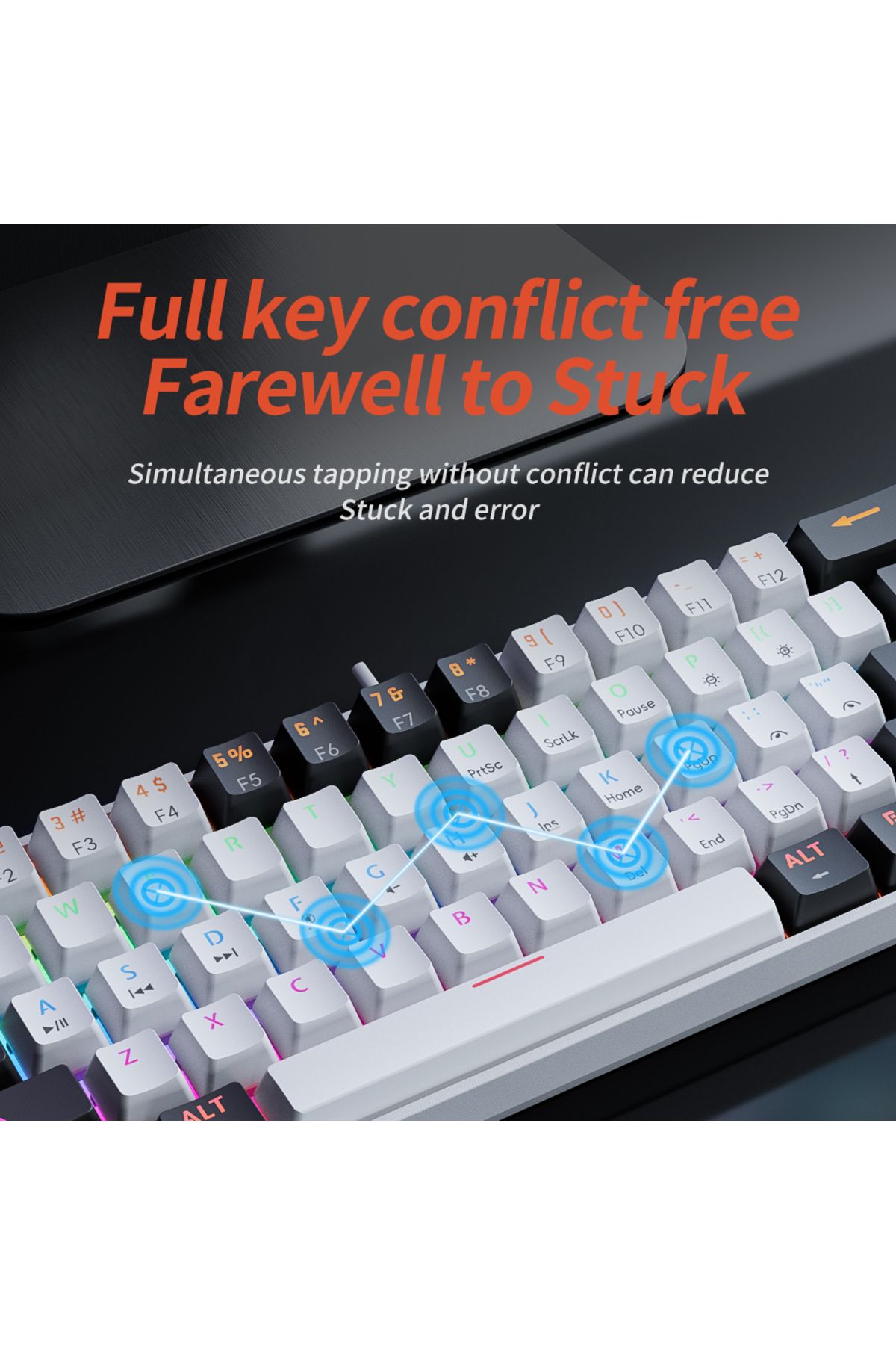 MUCAI-Mk61 Usb Gaming Mechanical Keyboard Red Switch 61 Keys Wired Detachable Cable Rgb Backlit H... 6