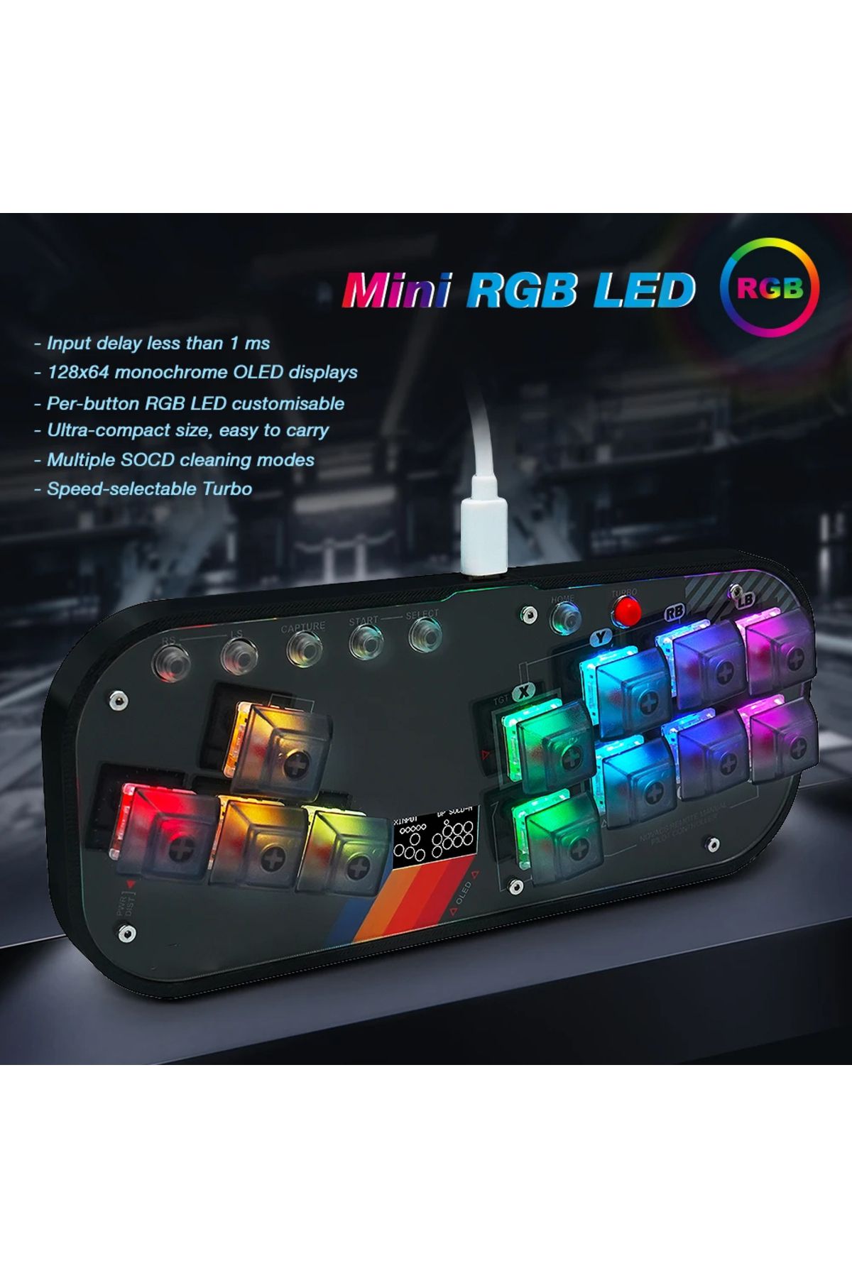 RetroScaler-Mini HitBox Controller SOCD Arcade Stick Keyboard RGB Cherry Switch For PC Android PS4 Misterfpga 2