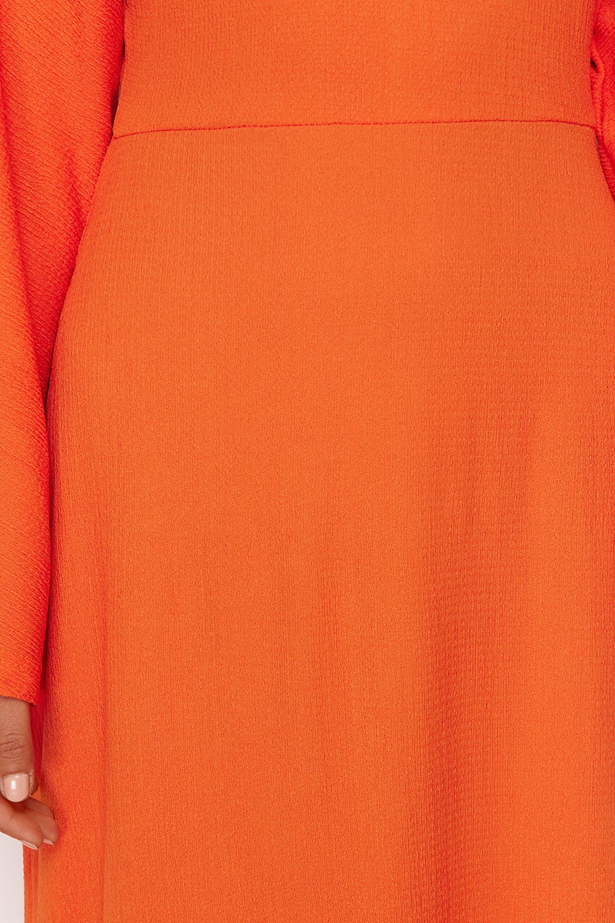 Trendyol Modest-Pomarańczowa sukienka dzianinowa z teksturą - hiszpańskie rękawy TCTSS23EB00210 5