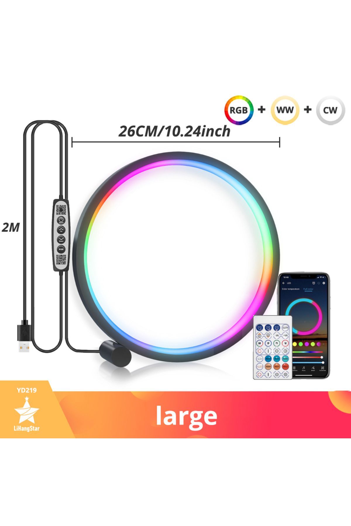 LiHangStar-Smart LED Night Light RGB Desktop Atmosphere Desk Lamp Bluetooth APP Control Suitable for Game Ro... 1