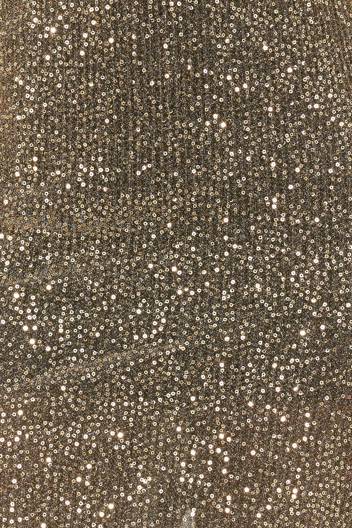 Trendyol Collection-Stylish Gold Evening Dress with Sparkling Sequins - Lined, Fitted TPRAW24EL00233 5